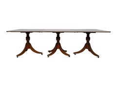 Regency Style Mahogany Triple Pedestal Dining Table, Early 20th Century