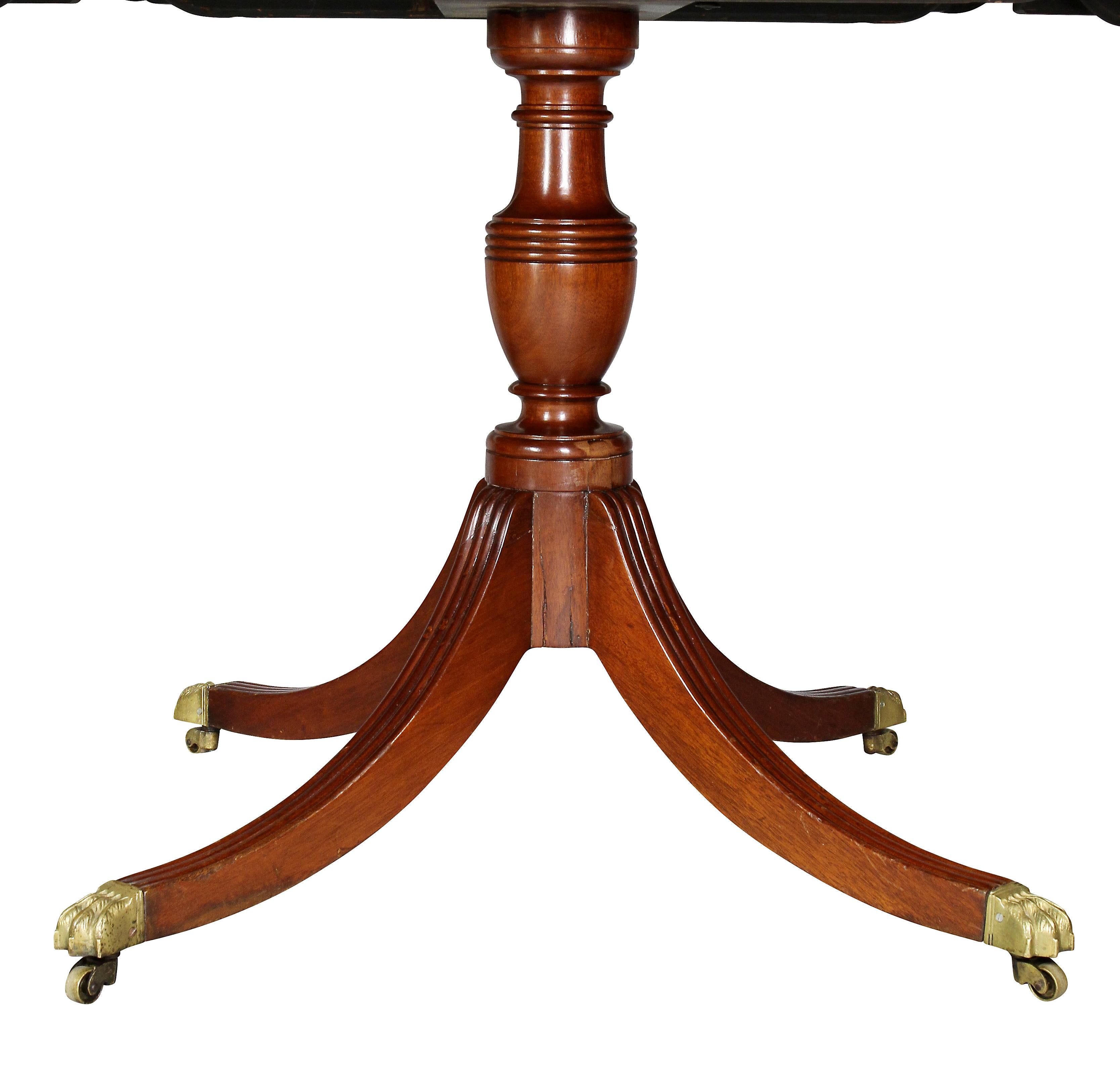 19th Century Regency Style Mahogany Three Pedestal Dining Table
