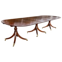 Regency Style Mahogany Three Pedestal Dining Table
