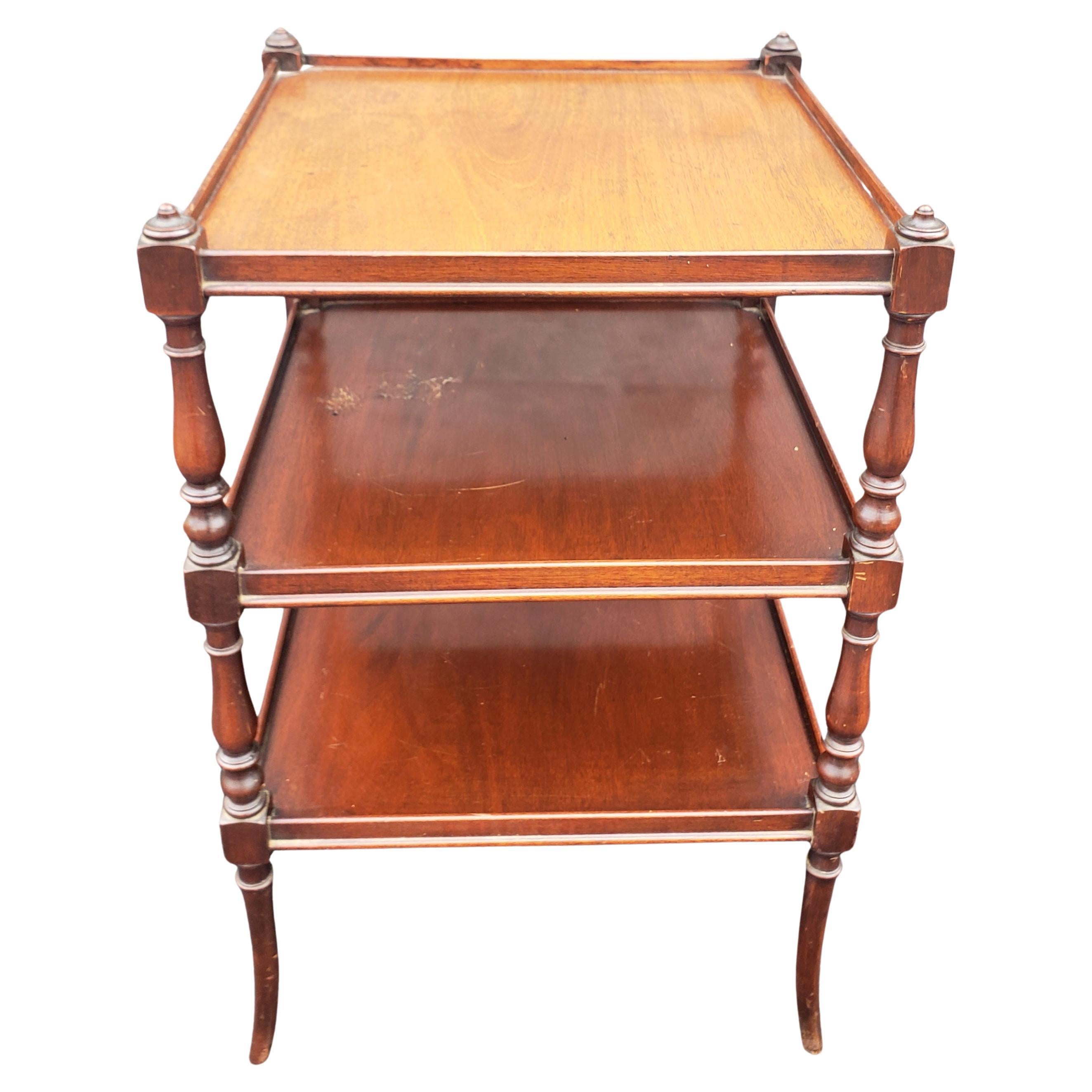 Woodwork Regency Style Mahogany Three Tier Side Table For Sale