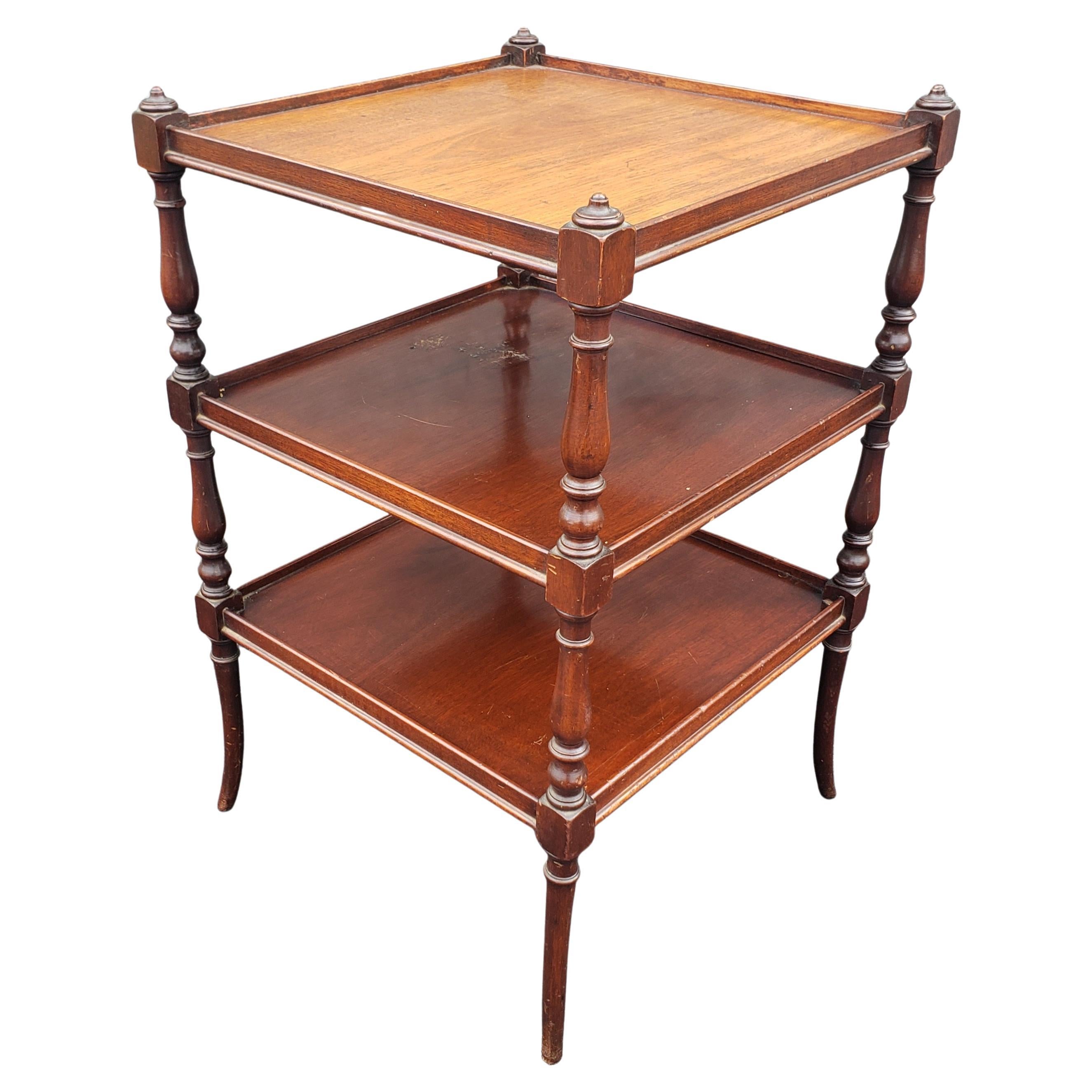 Regency Style Mahogany Three Tier Side Table For Sale