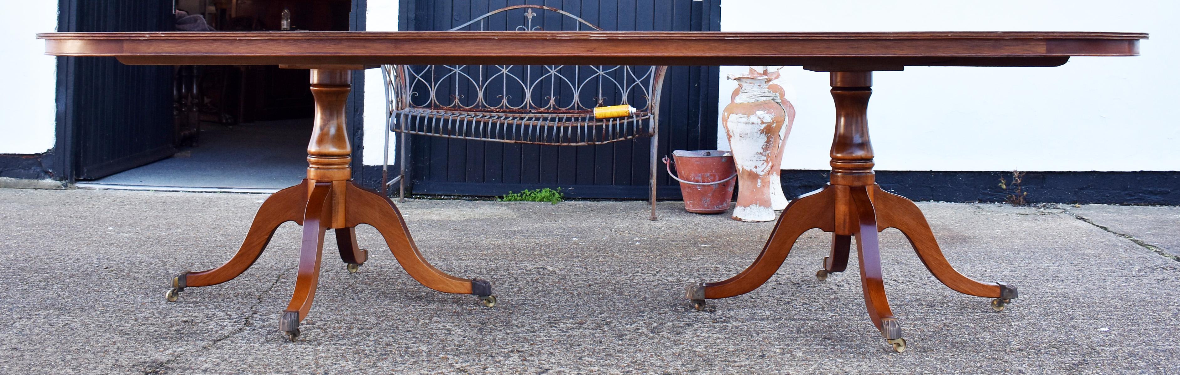 20th Century Regency Style Mahogany Twin Pillar Dining/Boardroom Table For Sale