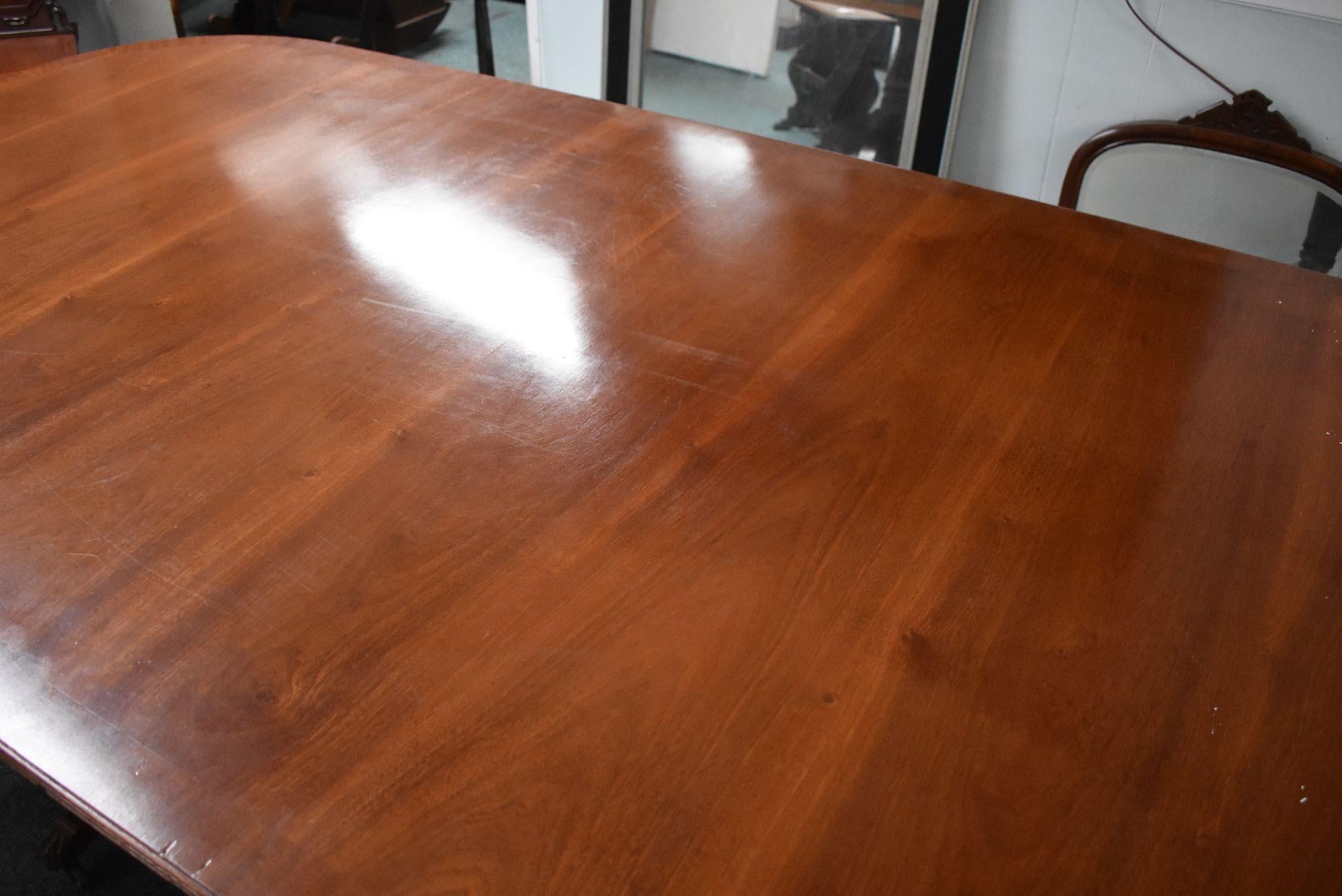 Regency Style Mahogany Twin Pillar Dining/Boardroom Table For Sale 2