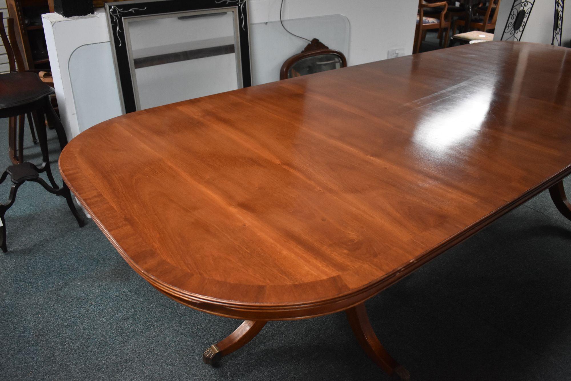 Regency Style Mahogany Twin Pillar Dining/Boardroom Table For Sale 3