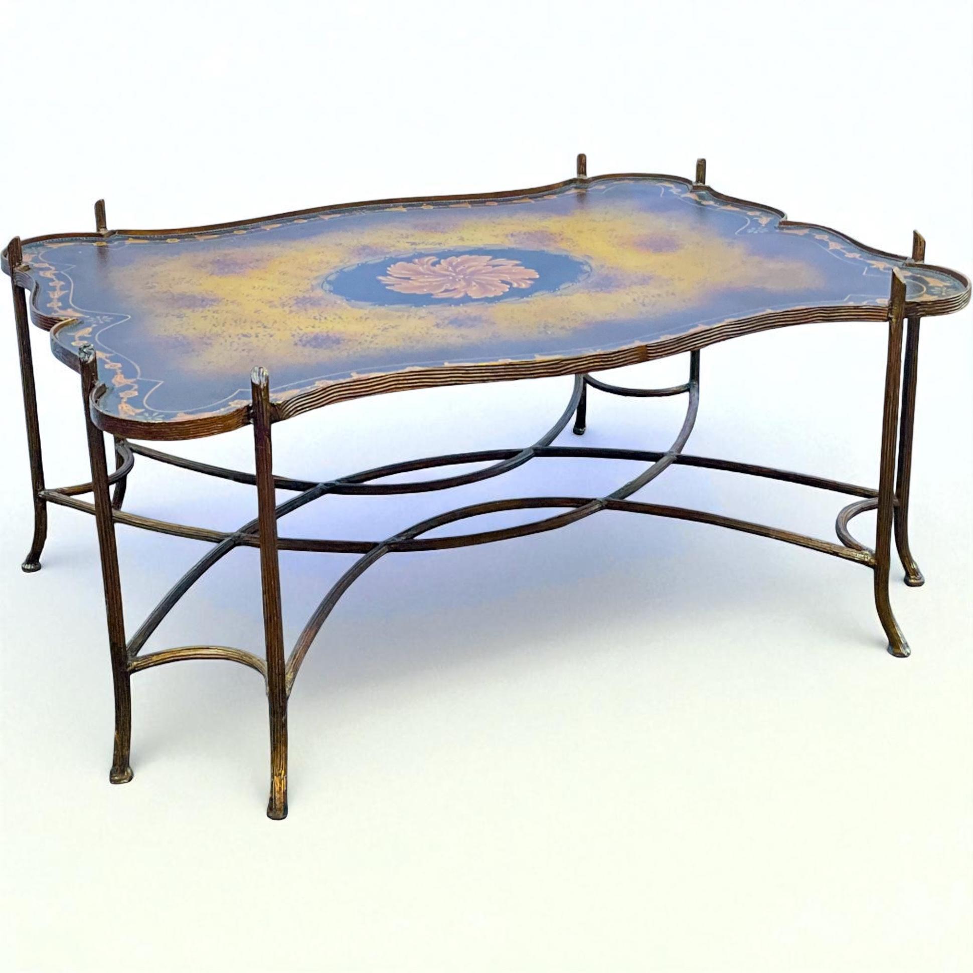 Regency-Stil Maitland-Smith Vergoldete Bronze Faux Bois Tablett Form Couchtisch im Zustand „Gut“ im Angebot in Kennesaw, GA