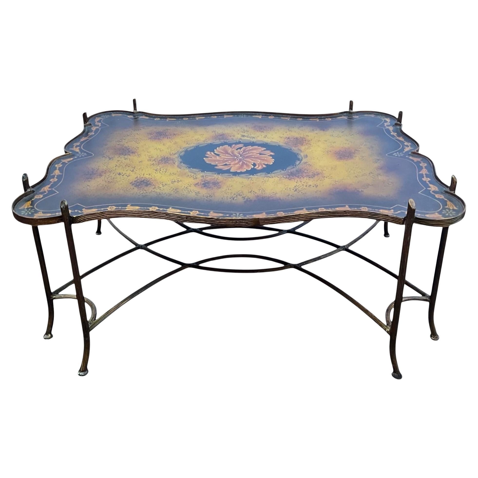 Regency-Stil Maitland-Smith Vergoldete Bronze Faux Bois Tablett Form Couchtisch im Angebot