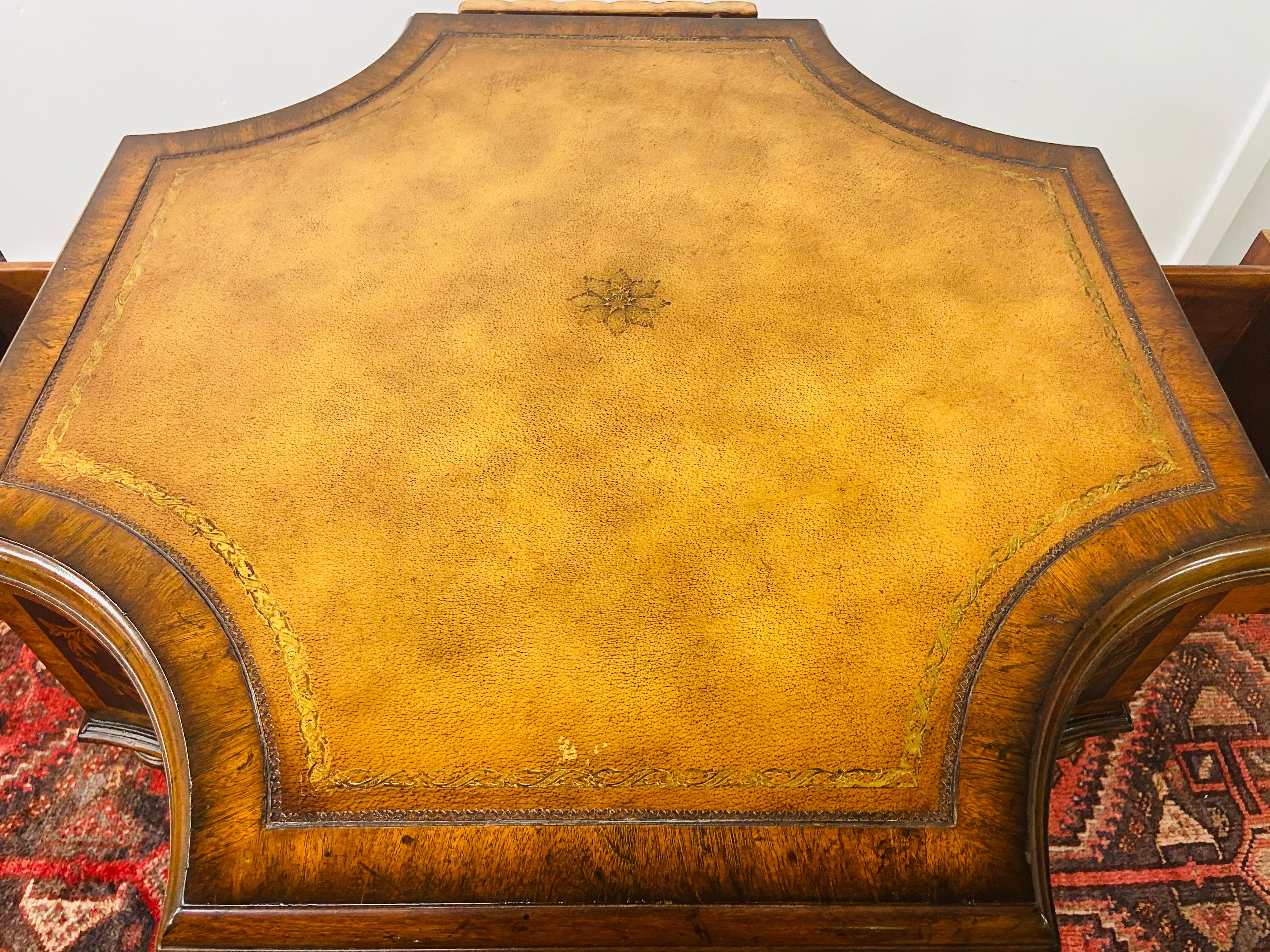 Late 20th Century Regency Style Maitland Smith Mahogany and Leather Library Book Table, a Pair