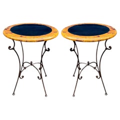 Regency Style Maitland Smith Penshell Faux Schildkröte Beistelltische Eisenfüße - S/2