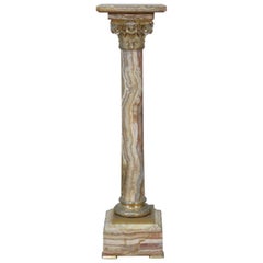 Figural Bronze Mounted Regency Style Marble or Onyx Pedestal C1890