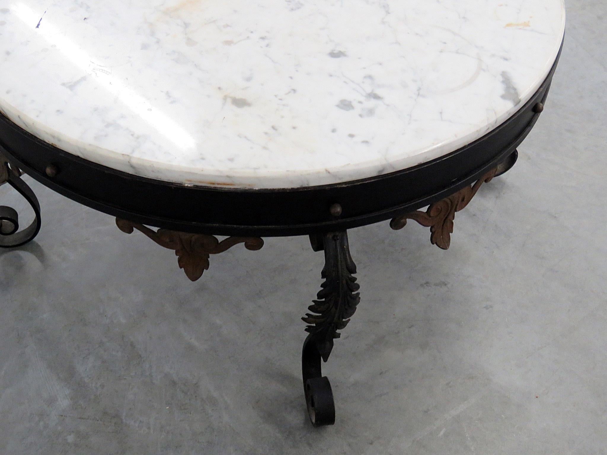 20th Century Indoor or outdoor Wrought Iron Italian Neoclassical Coffee Cocktail Table