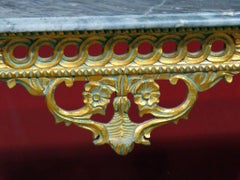 French Louis XVI Paint Decorated Marble Top Console Sofa Table