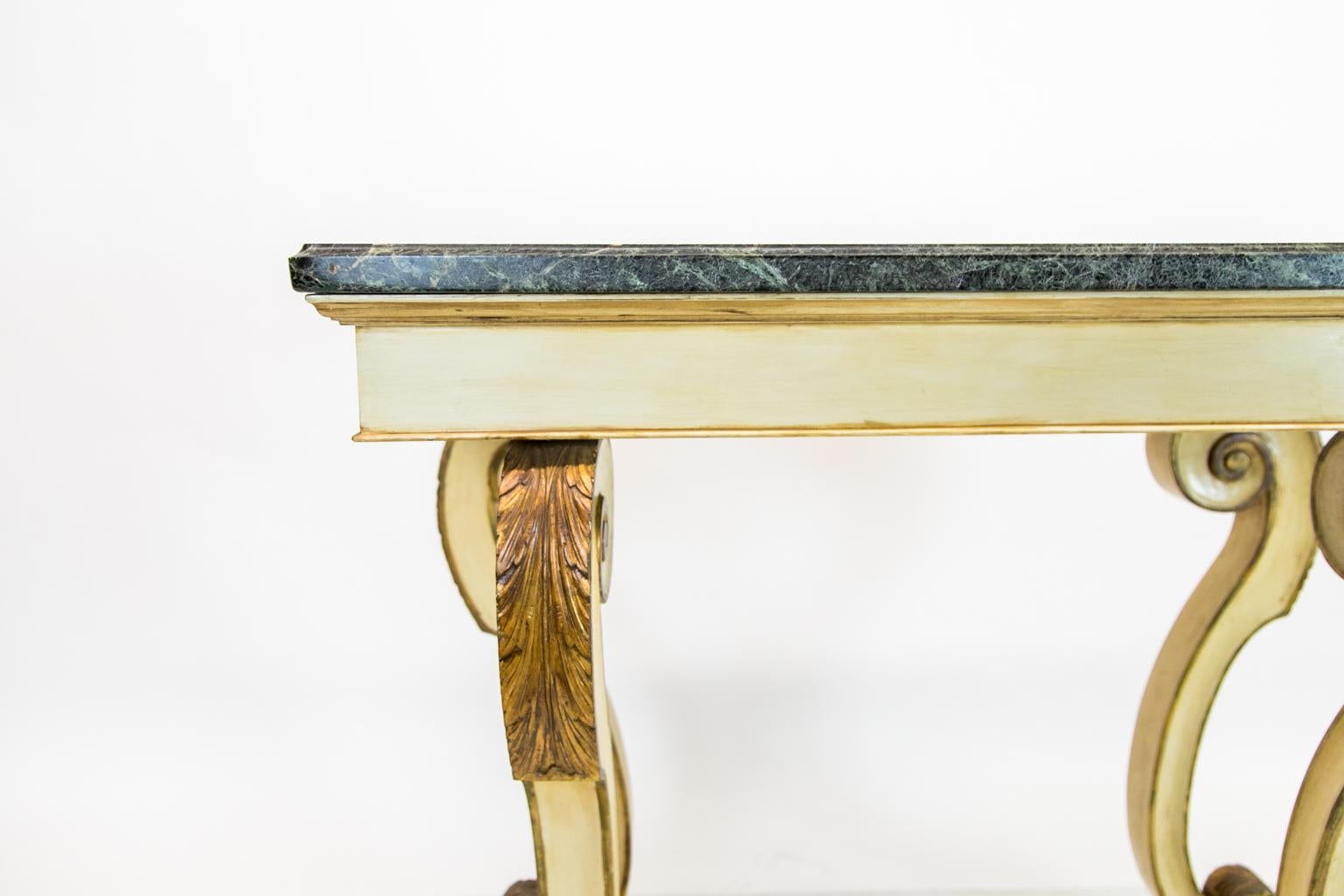 Wood Regency Style Marble-Top Console Table For Sale