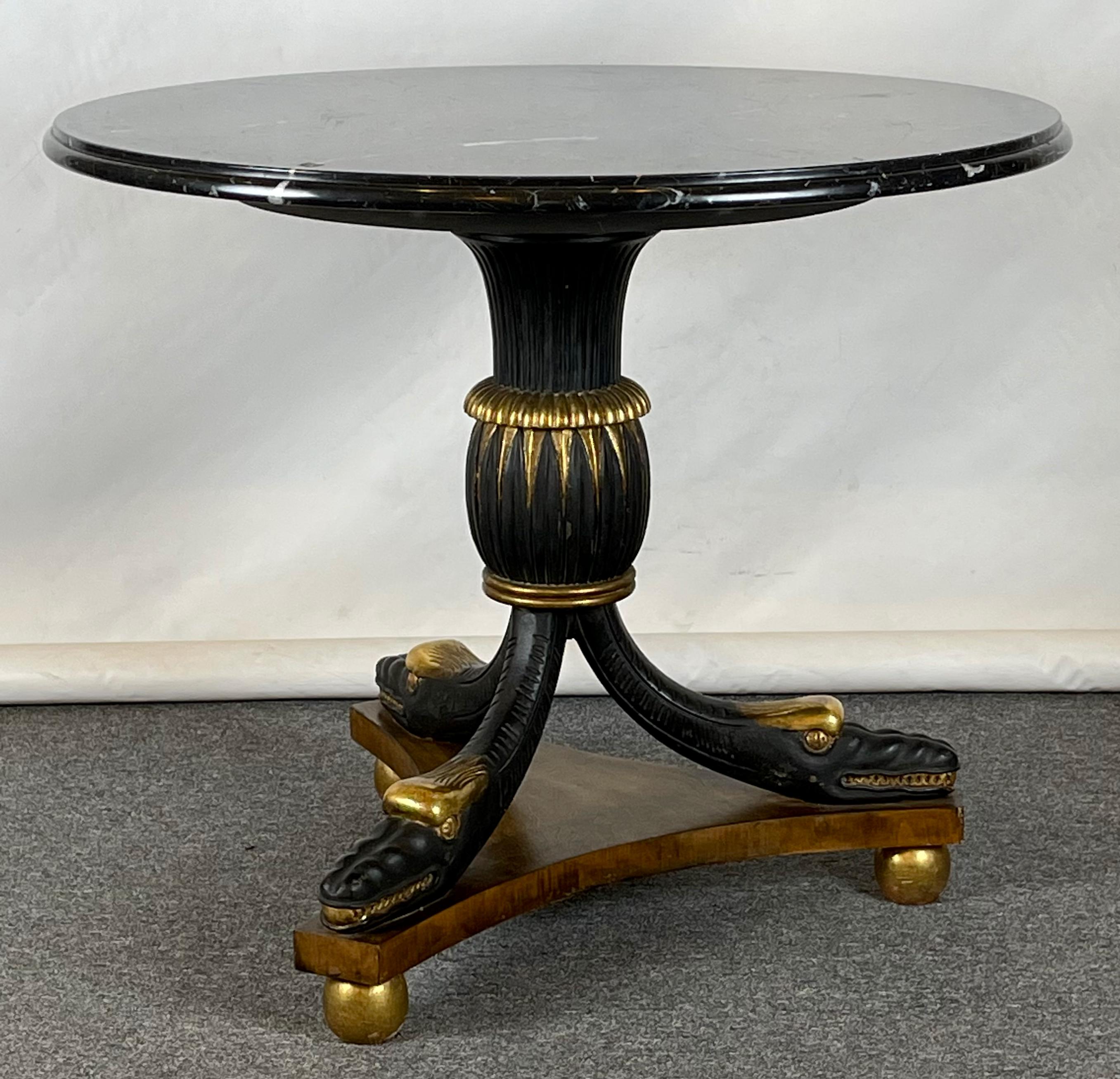 Hand-Carved Regency Style Marble Topped Center Table