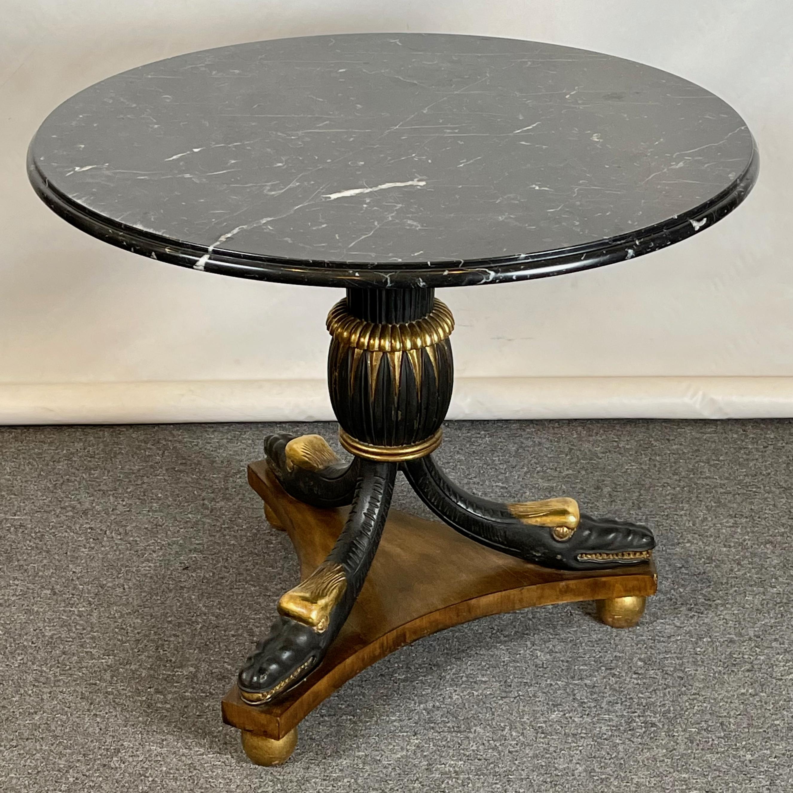 Regency Style Marble Topped Center Table In Good Condition In Kilmarnock, VA