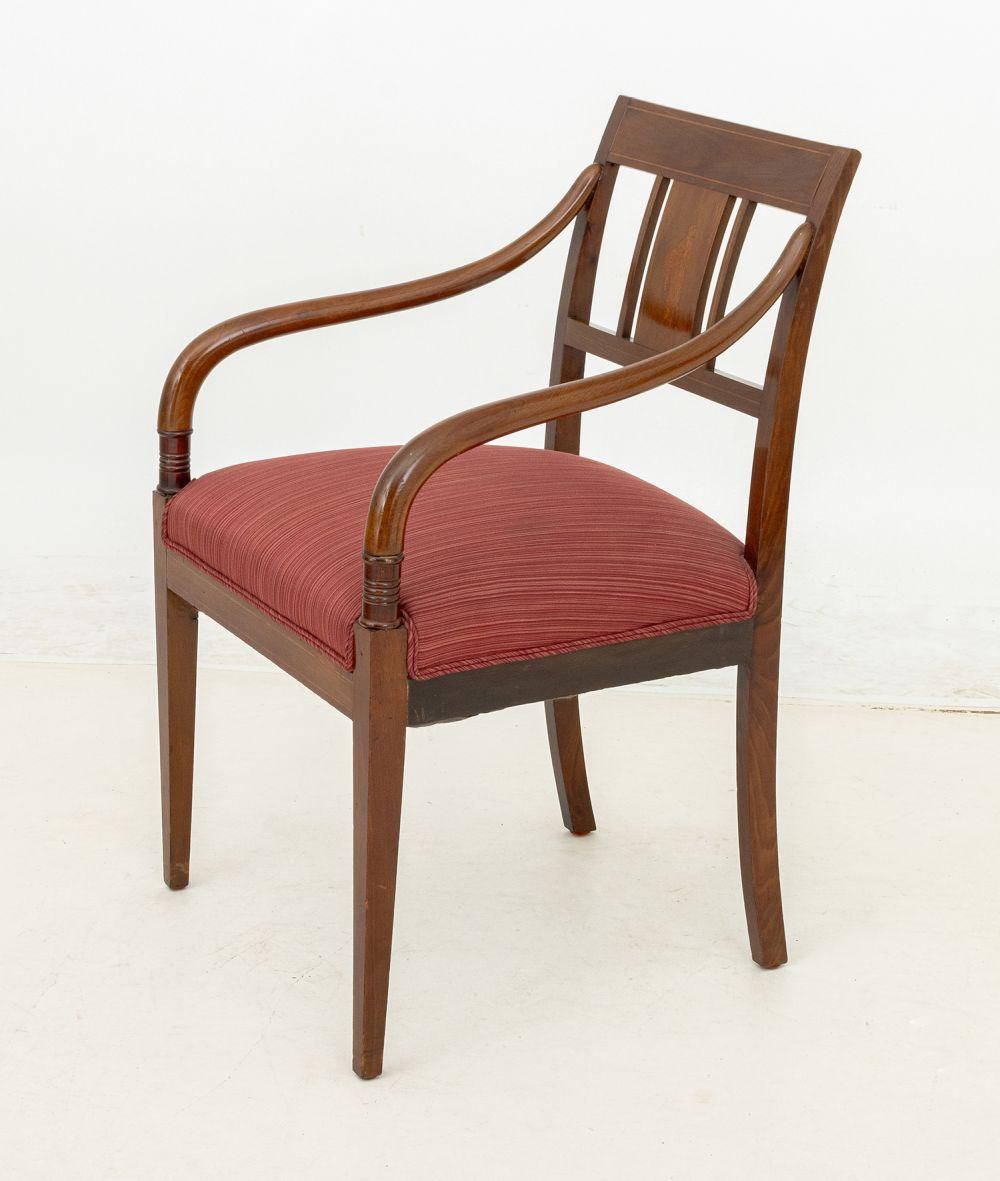 20th Century Regency Style Marquetry Walnut Armchairs, Pair For Sale