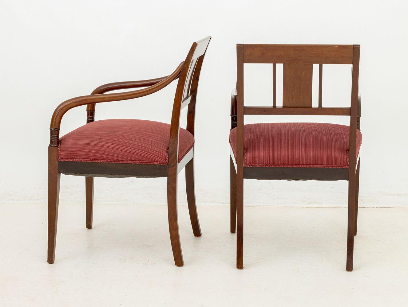 Upholstery Regency Style Marquetry Walnut Armchairs, Pair For Sale