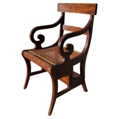 Regency Style Metamorphic Cane Seat Library Chair, Steps, by Bittner, Louisville