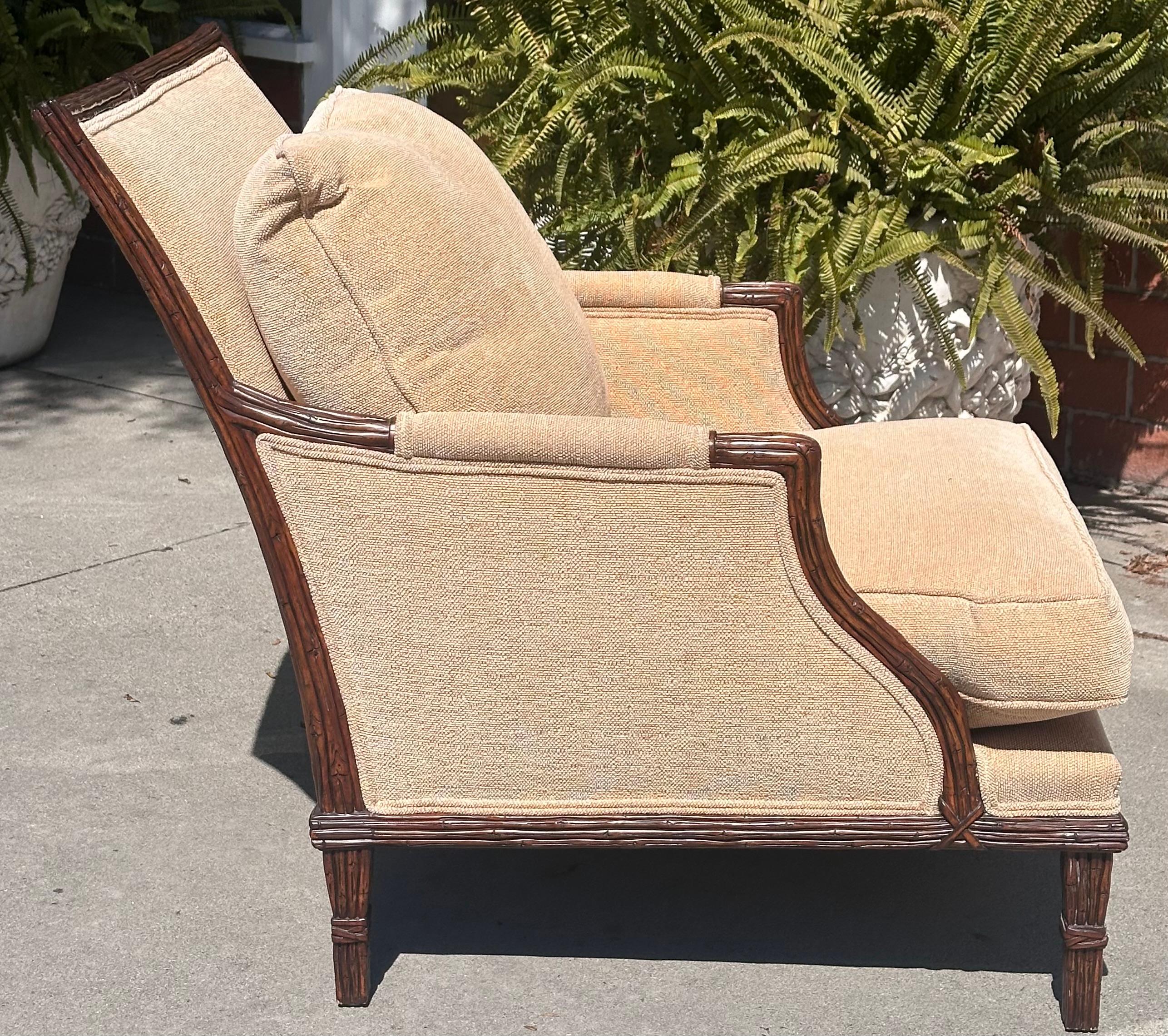 Regency Style Michael Taylor Designs Bambu Arm Chair Bergere In Good Condition In LOS ANGELES, CA