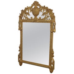 French Louis XV Parcel Gilded Carved Wood Italian Made Wall Mirror