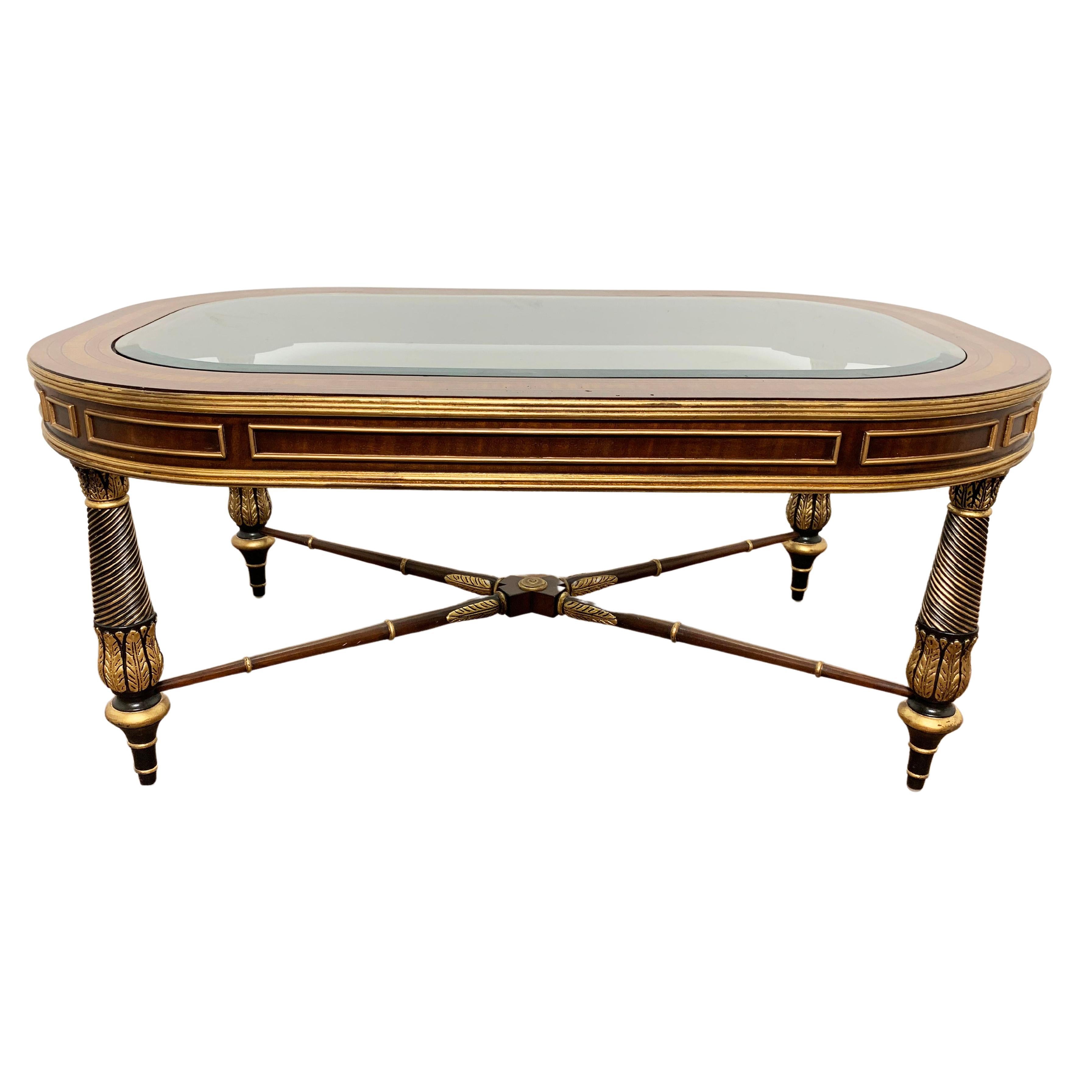 Regency Style Neoclassical Form Coffee Table by E.J. Victor Furniture For Sale
