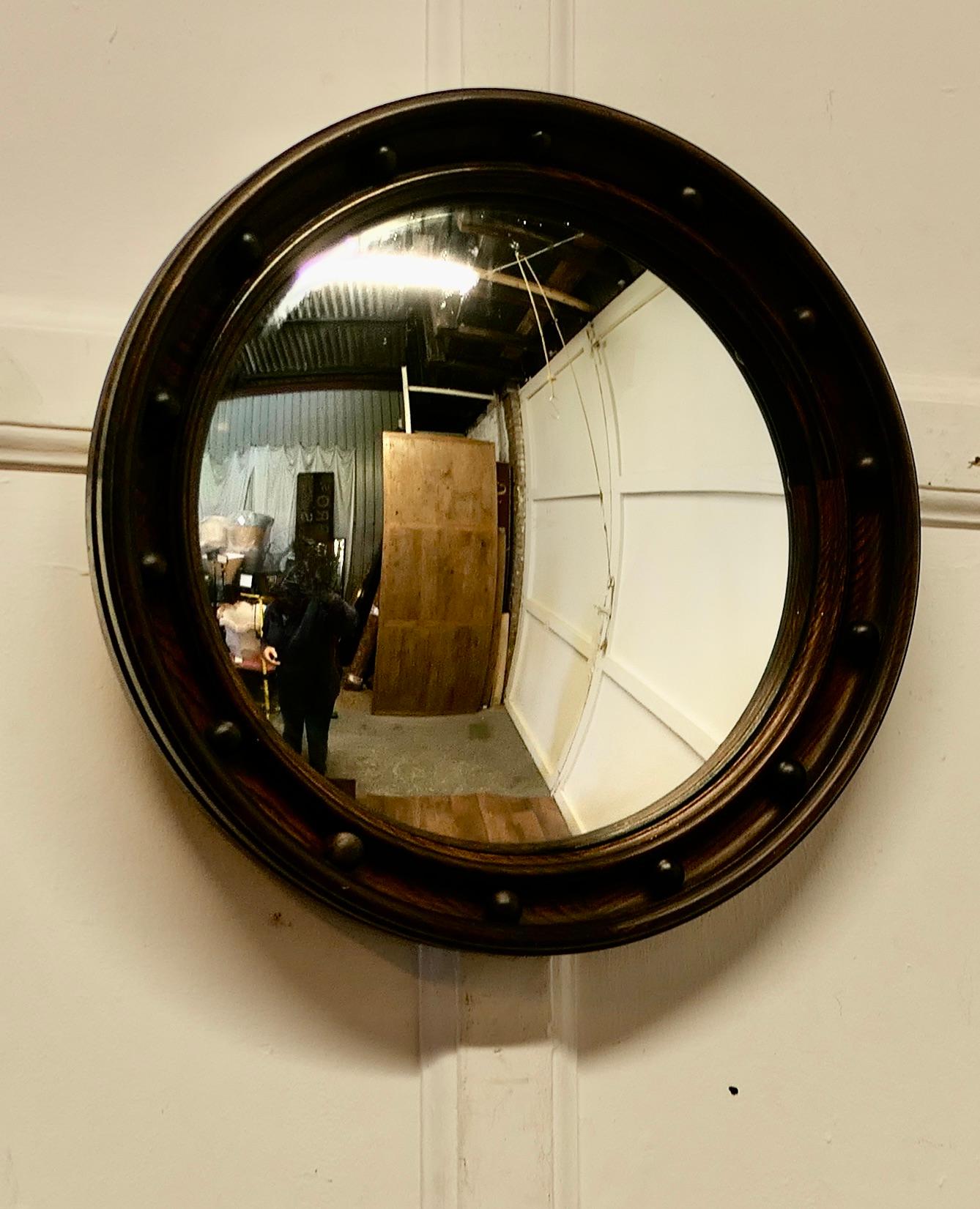 Victorian Regency Style Oak Convex Wall Mirror    This is a Stunning Oak Mirror 