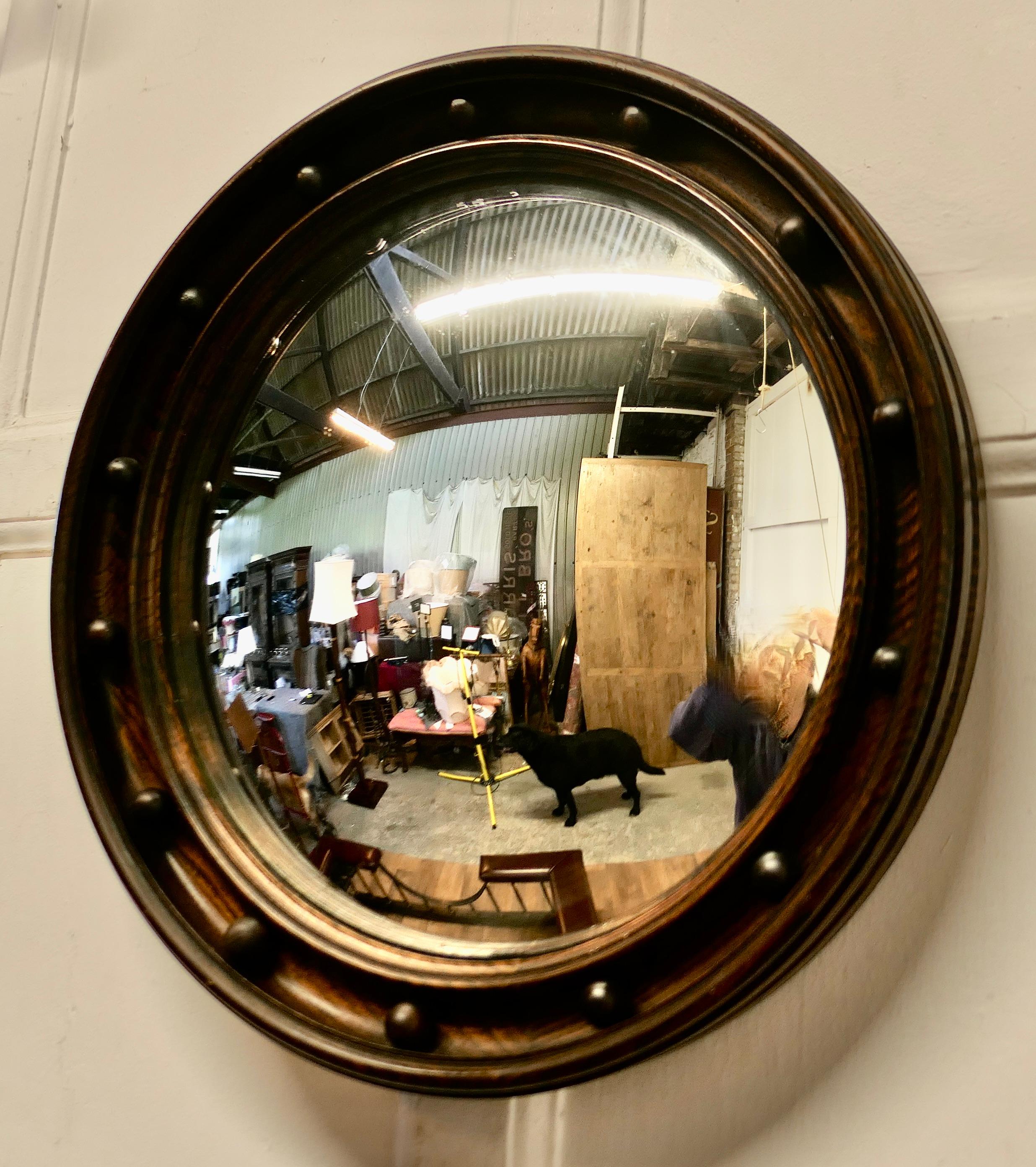Regency Style Oak Convex Wall Mirror    This is a Stunning Oak Mirror  1