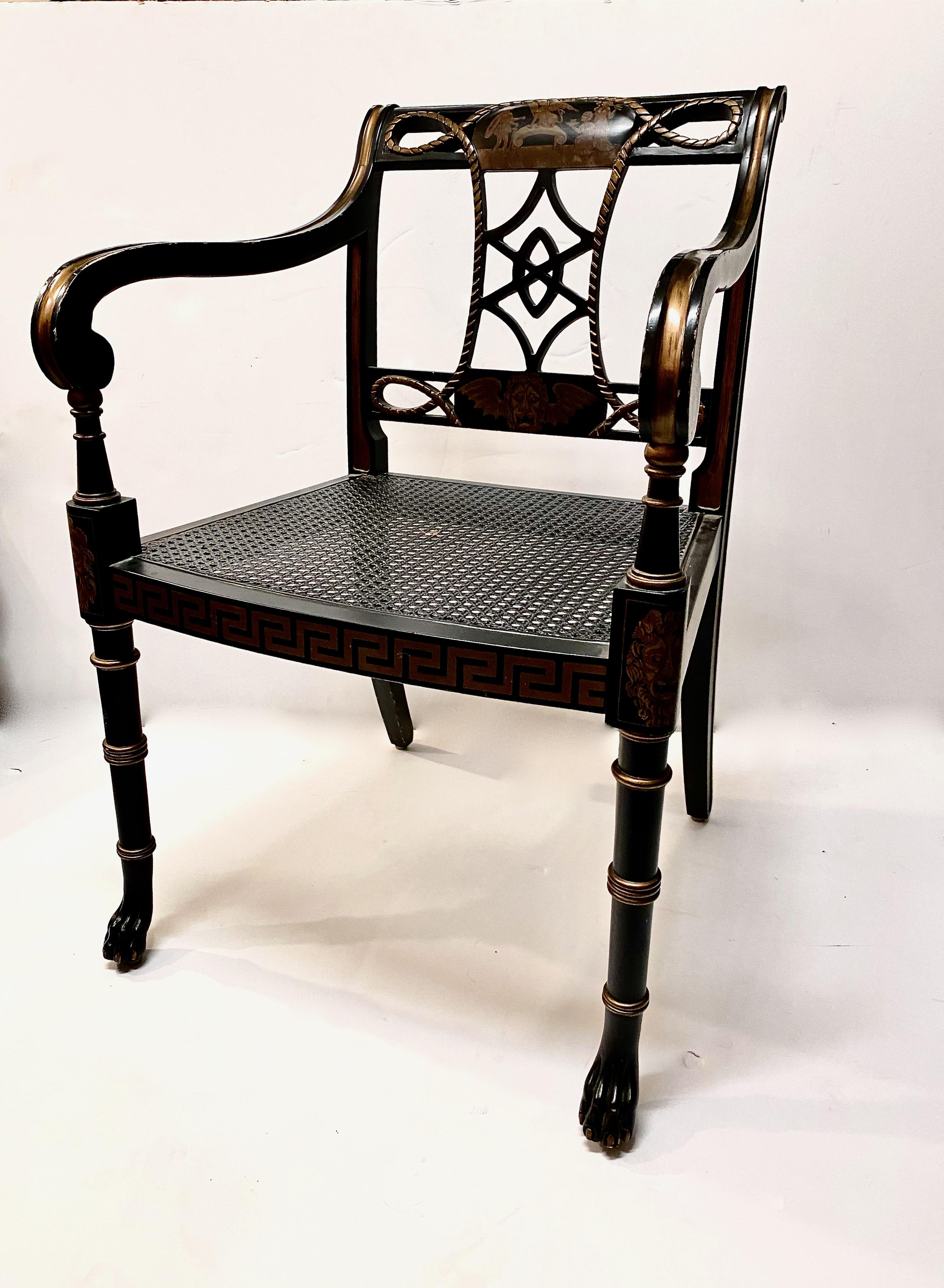 American Regency-Style Open Arm Chair