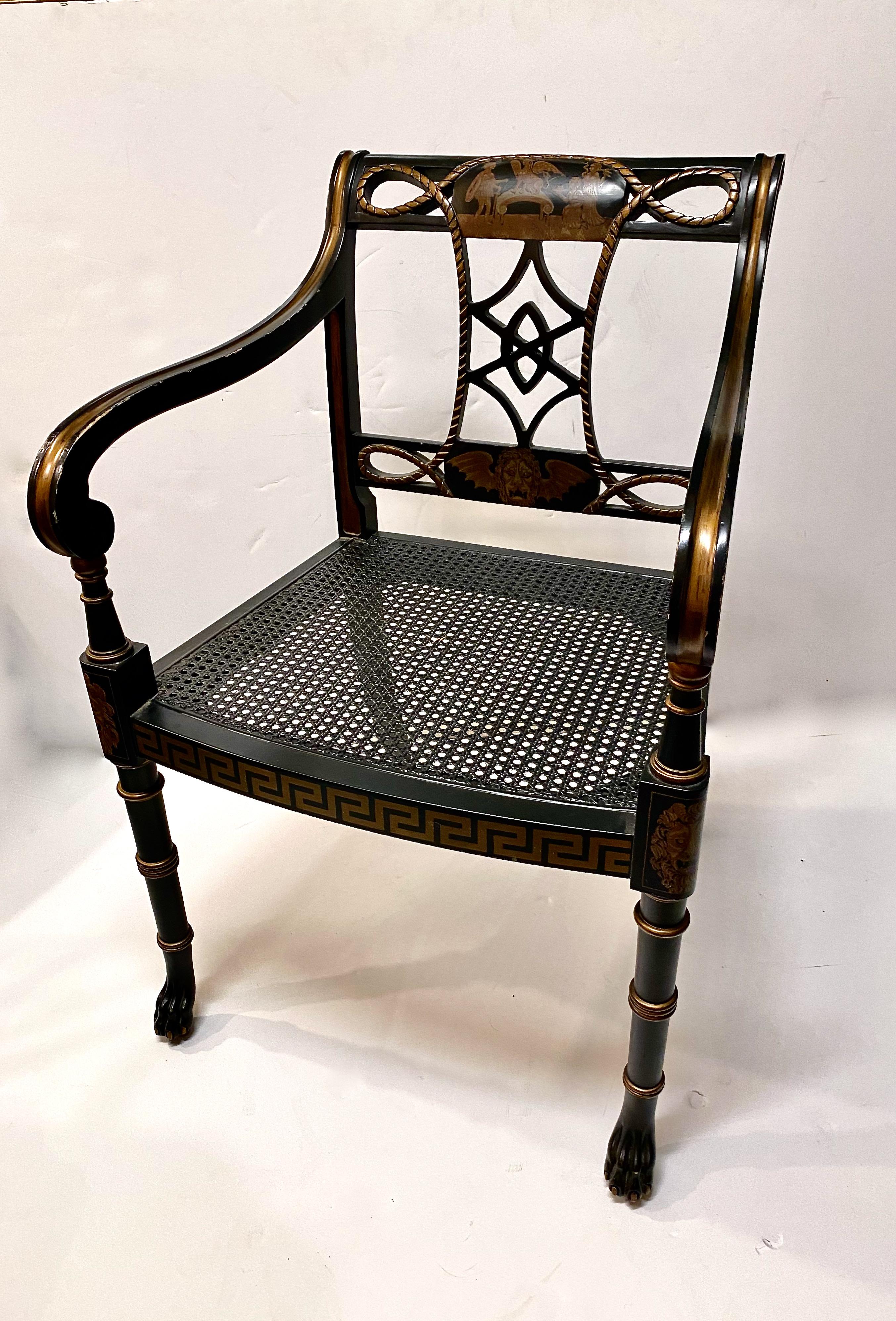 Regency-Style Open Arm Chair In Good Condition In Pasadena, CA