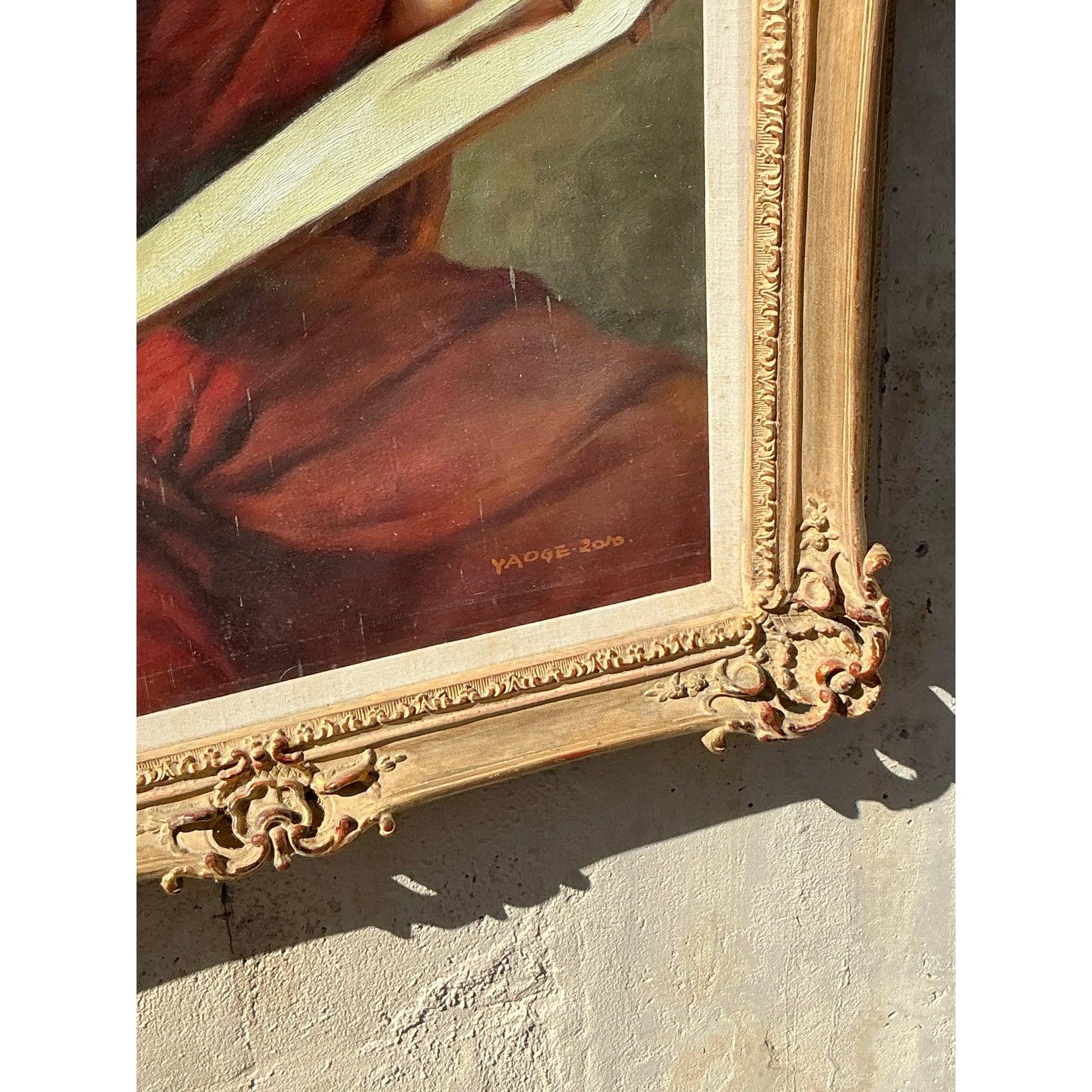 Original figuratives Gemälde im Regency-Stil, Öl auf Leinwand, gerahmt im Angebot 4