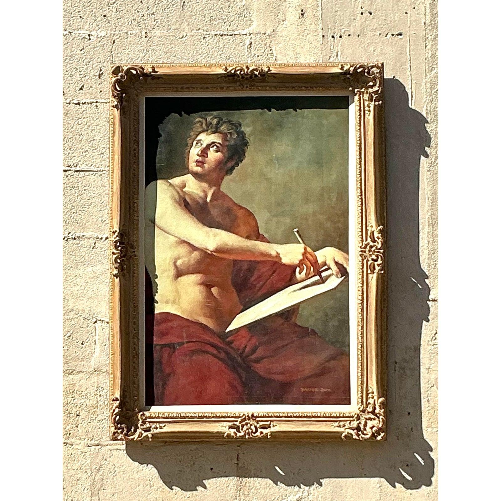 Original figuratives Gemälde im Regency-Stil, Öl auf Leinwand, gerahmt im Angebot 5