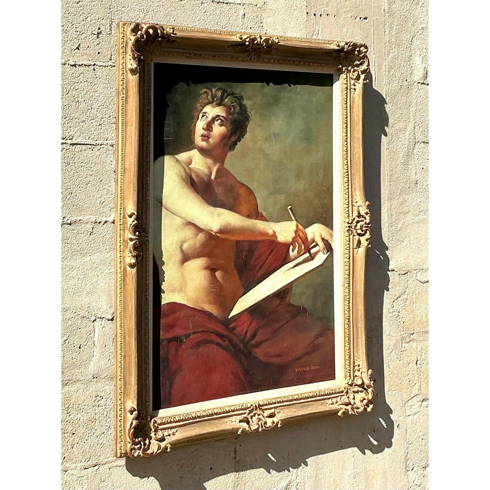 Original figuratives Gemälde im Regency-Stil, Öl auf Leinwand, gerahmt (Neoklassisch) im Angebot