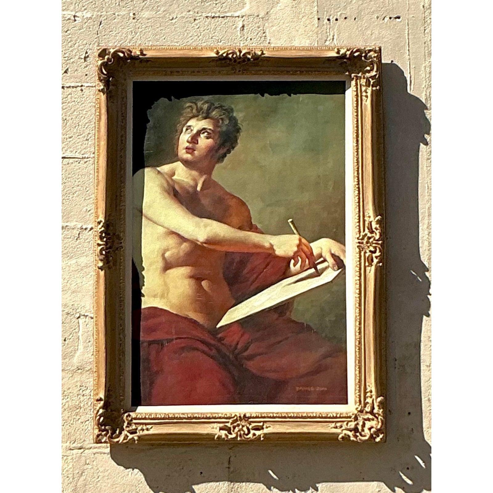 Original figuratives Gemälde im Regency-Stil, Öl auf Leinwand, gerahmt (amerikanisch) im Angebot