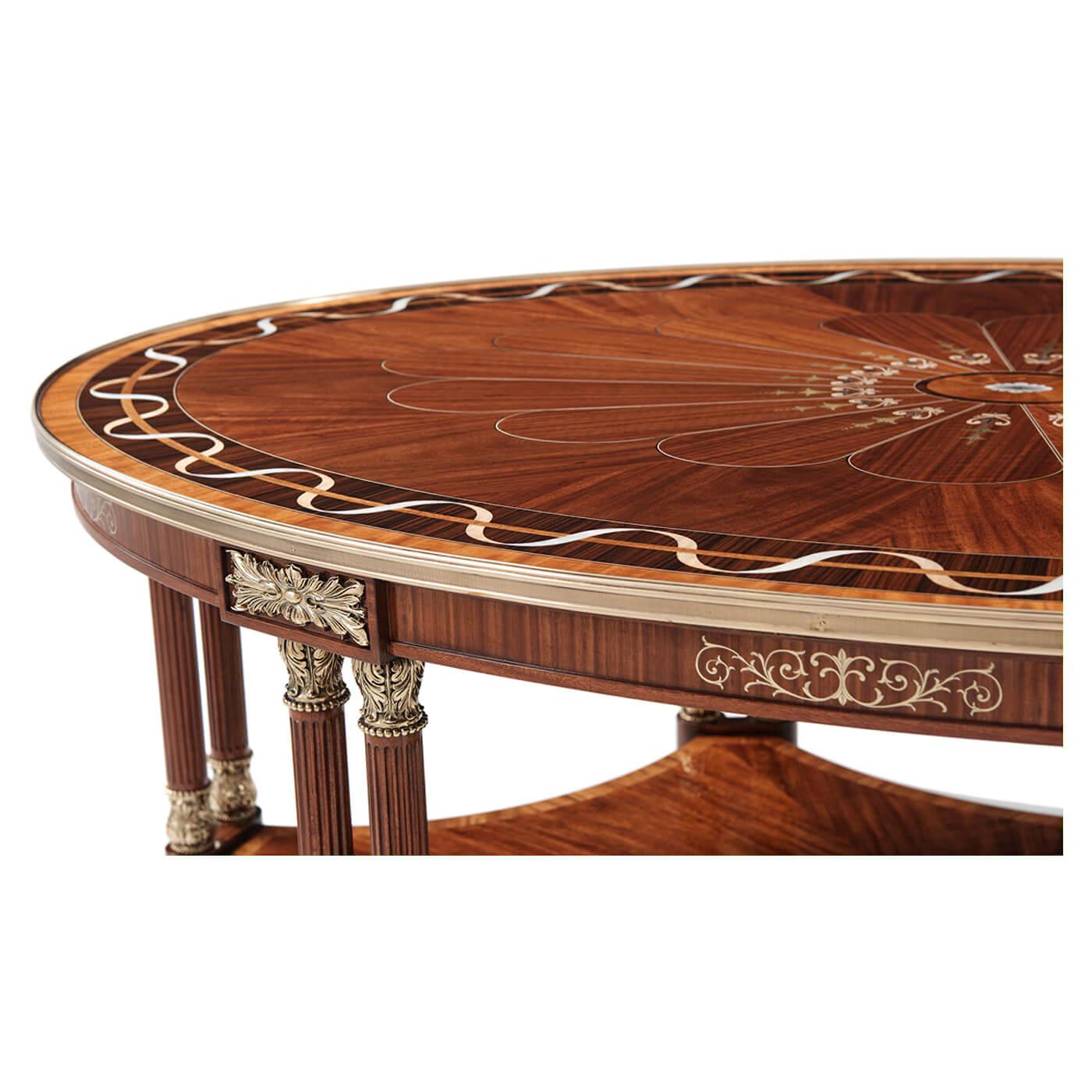 Contemporary Regency Style Oval Coffee Table For Sale
