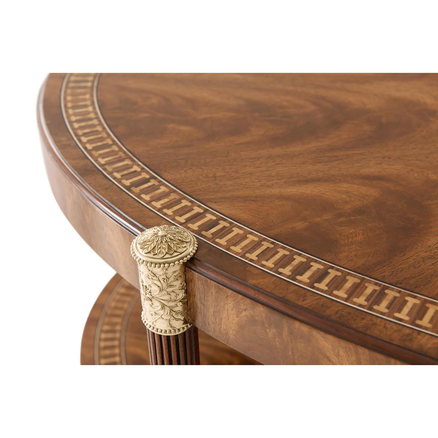 Contemporary Regency Style Oval Coffee Table For Sale