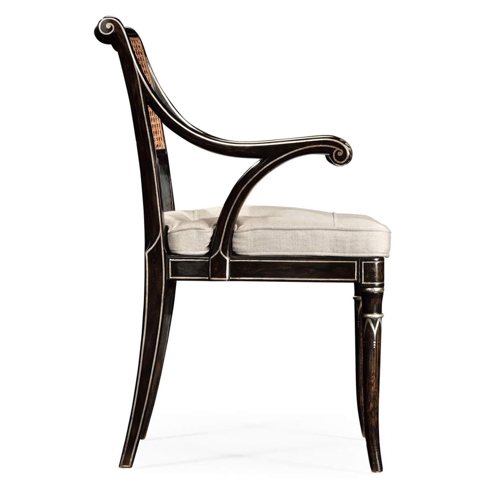 Vietnamese Regency Style Painted Armchairs (Set of 2) For Sale
