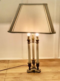 Regency Style Painted Brass Candle Lamp, Three Candle Design, 1920s