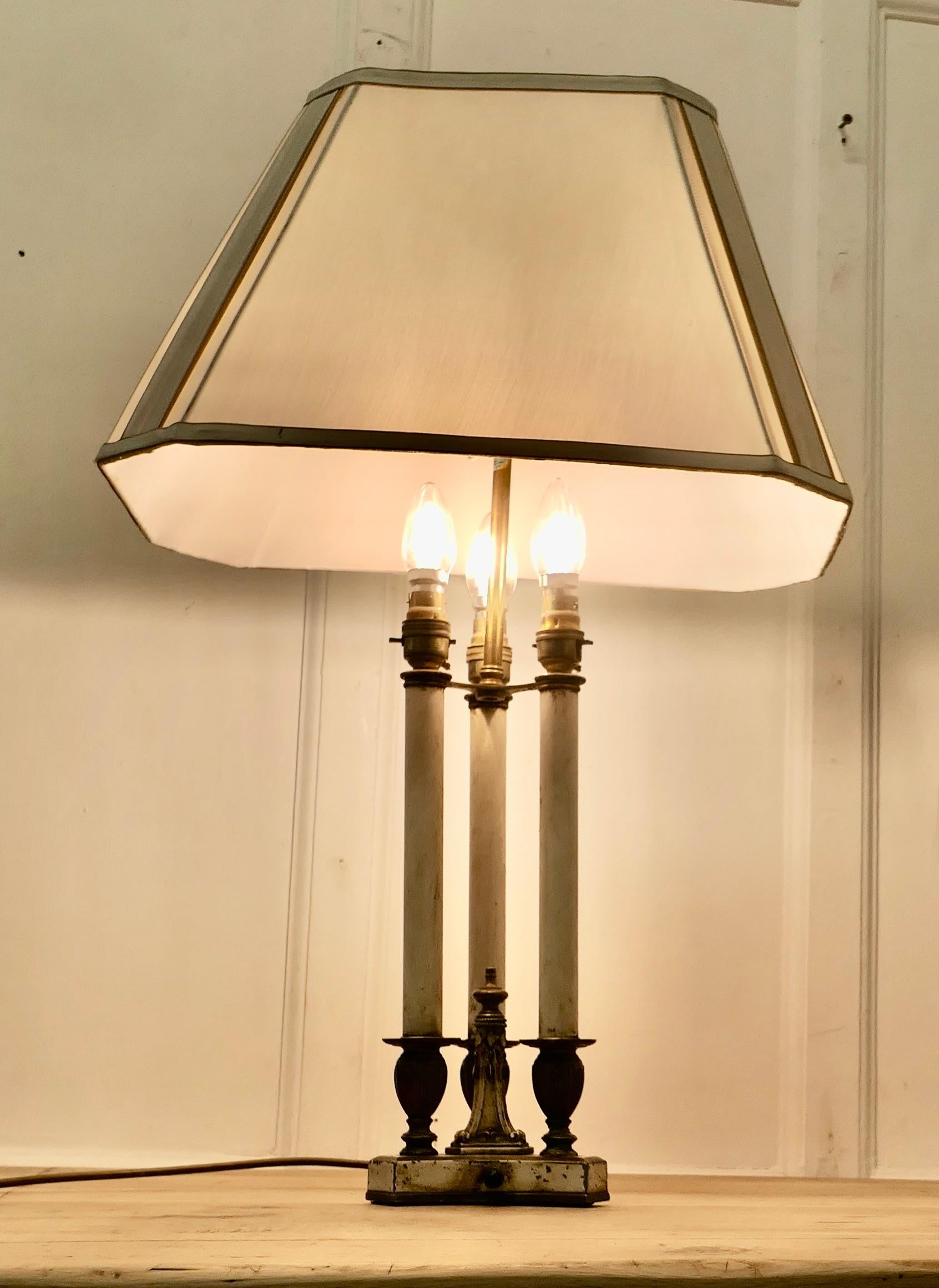 Regency Style Painted Brass Candle Lamp In Good Condition For Sale In Godshill, Isle of Wight