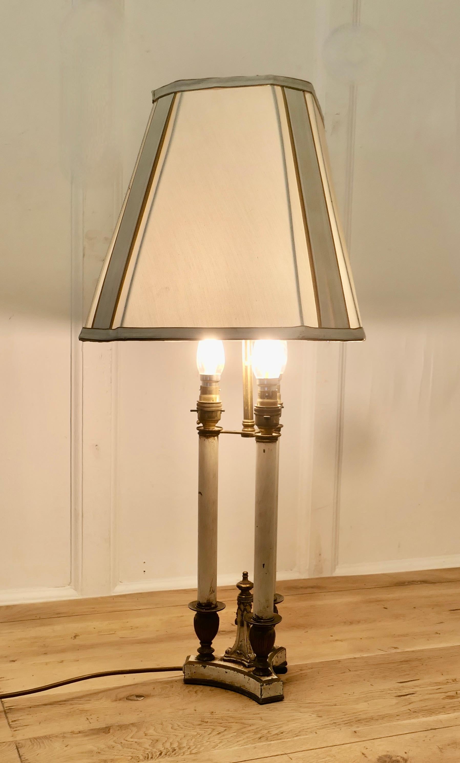 Regency Style Painted Brass Candle Lamp For Sale 1