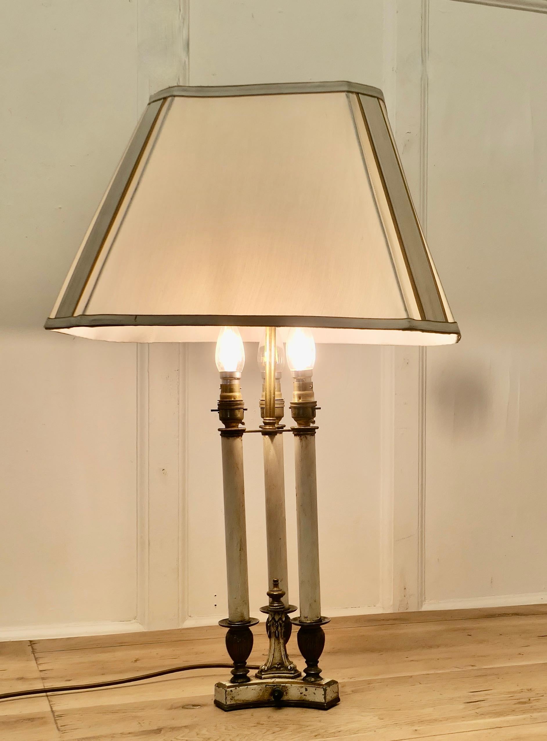 Regency Style Painted Brass Candle Lamp For Sale 2