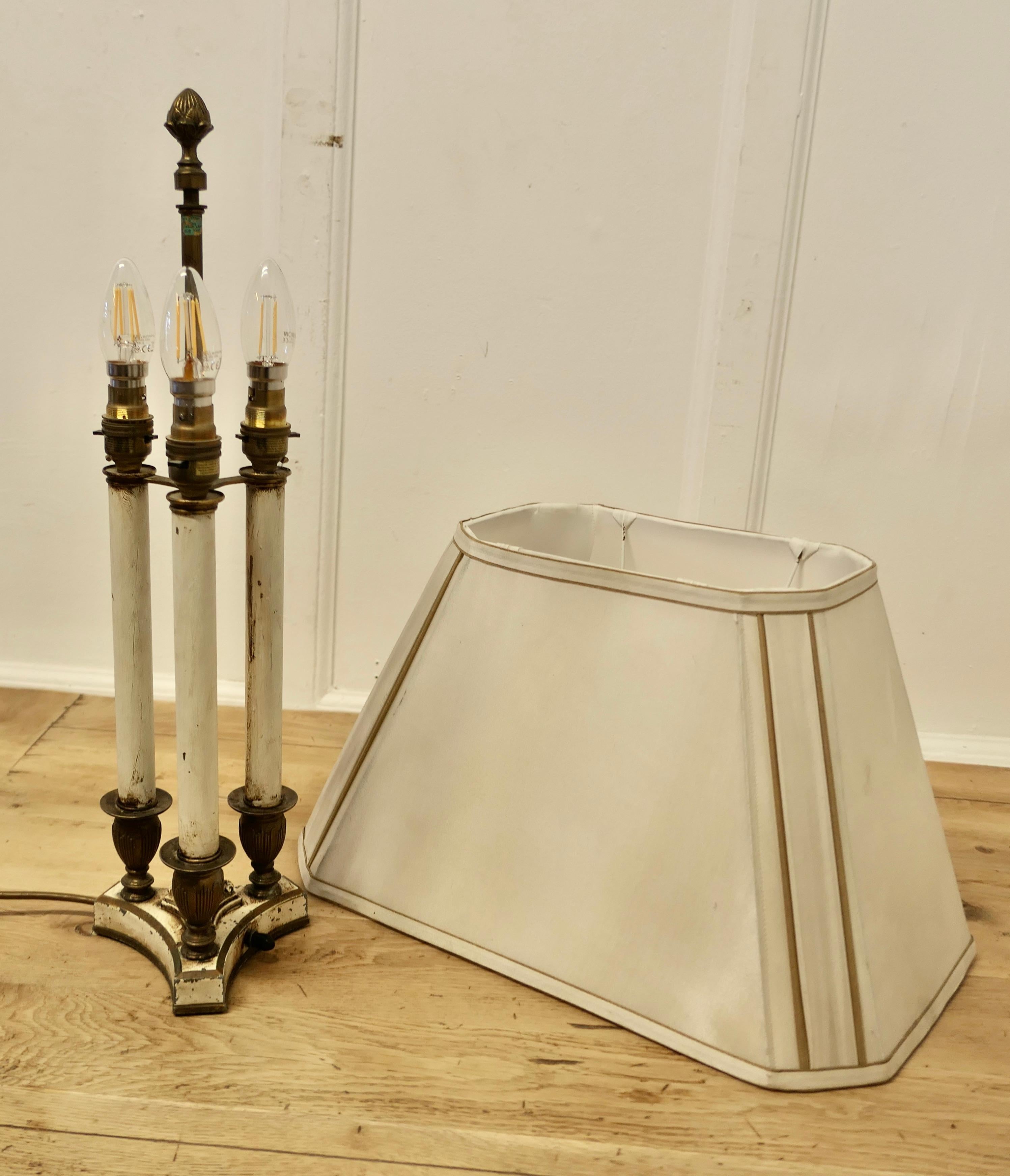 Regency Style Painted Brass Candle Lamp For Sale 3