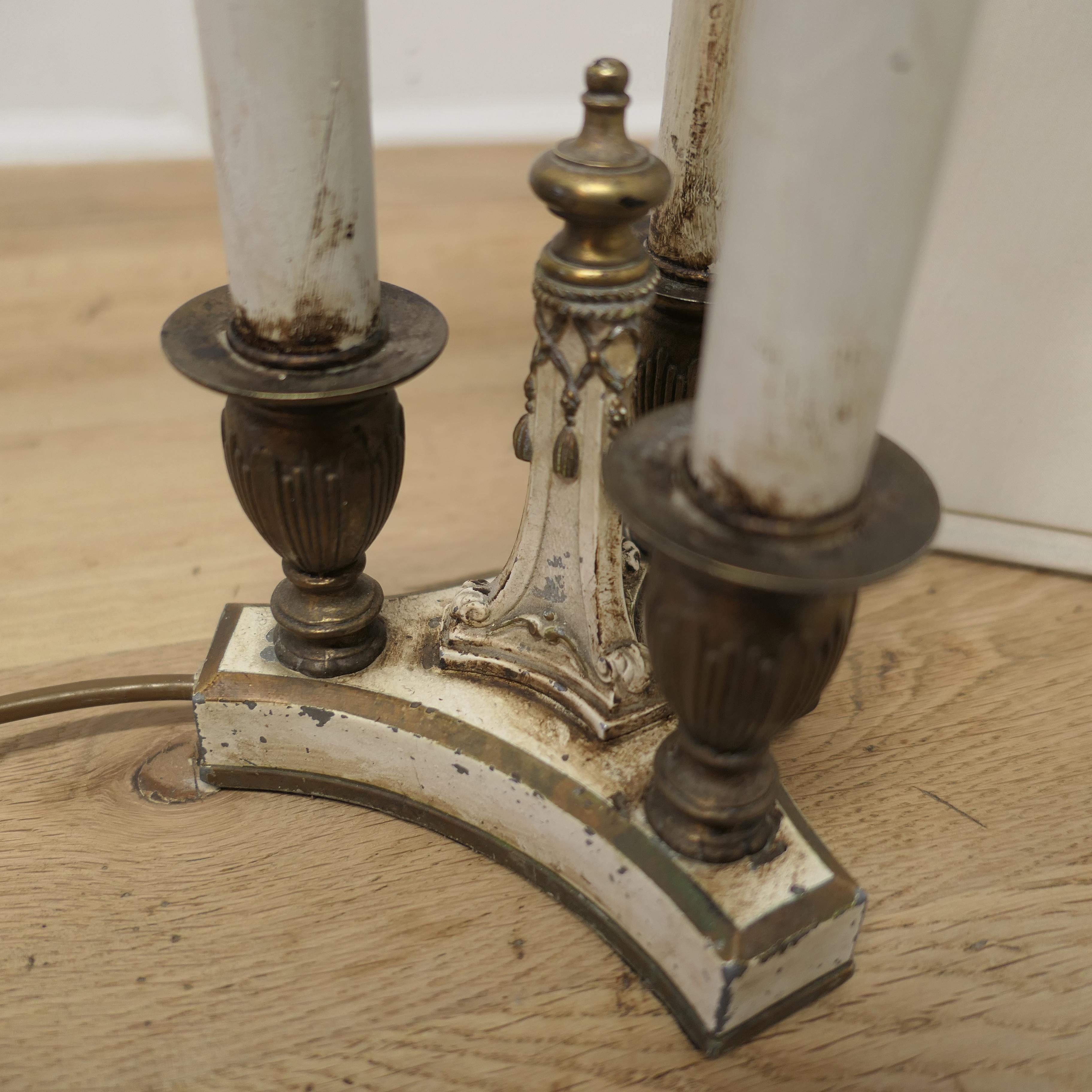 Regency Style Painted Brass Candle Lamp For Sale 4