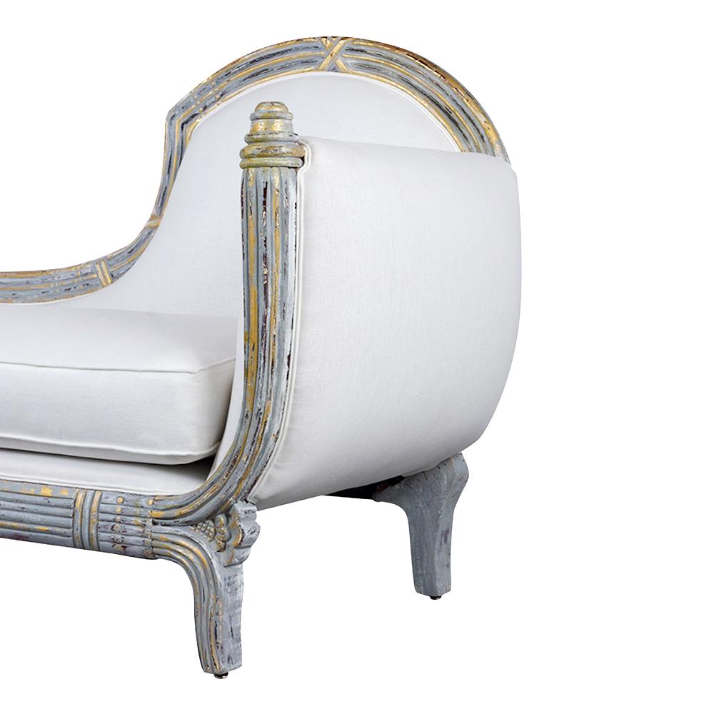 Hand-Carved Regency Painted Chaise Lounge