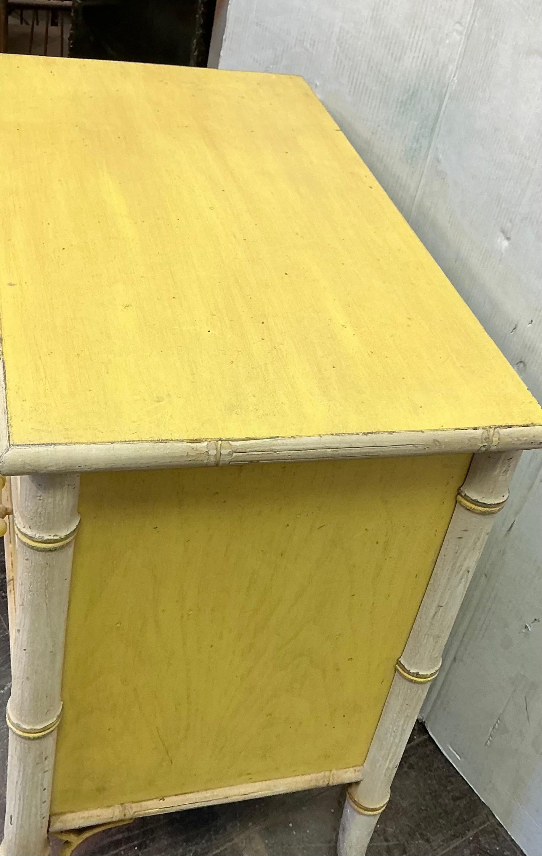 American Regency Style Painted Faux Bamboo Commode / Chest / Side Table -Nat’l. Mt. Airy