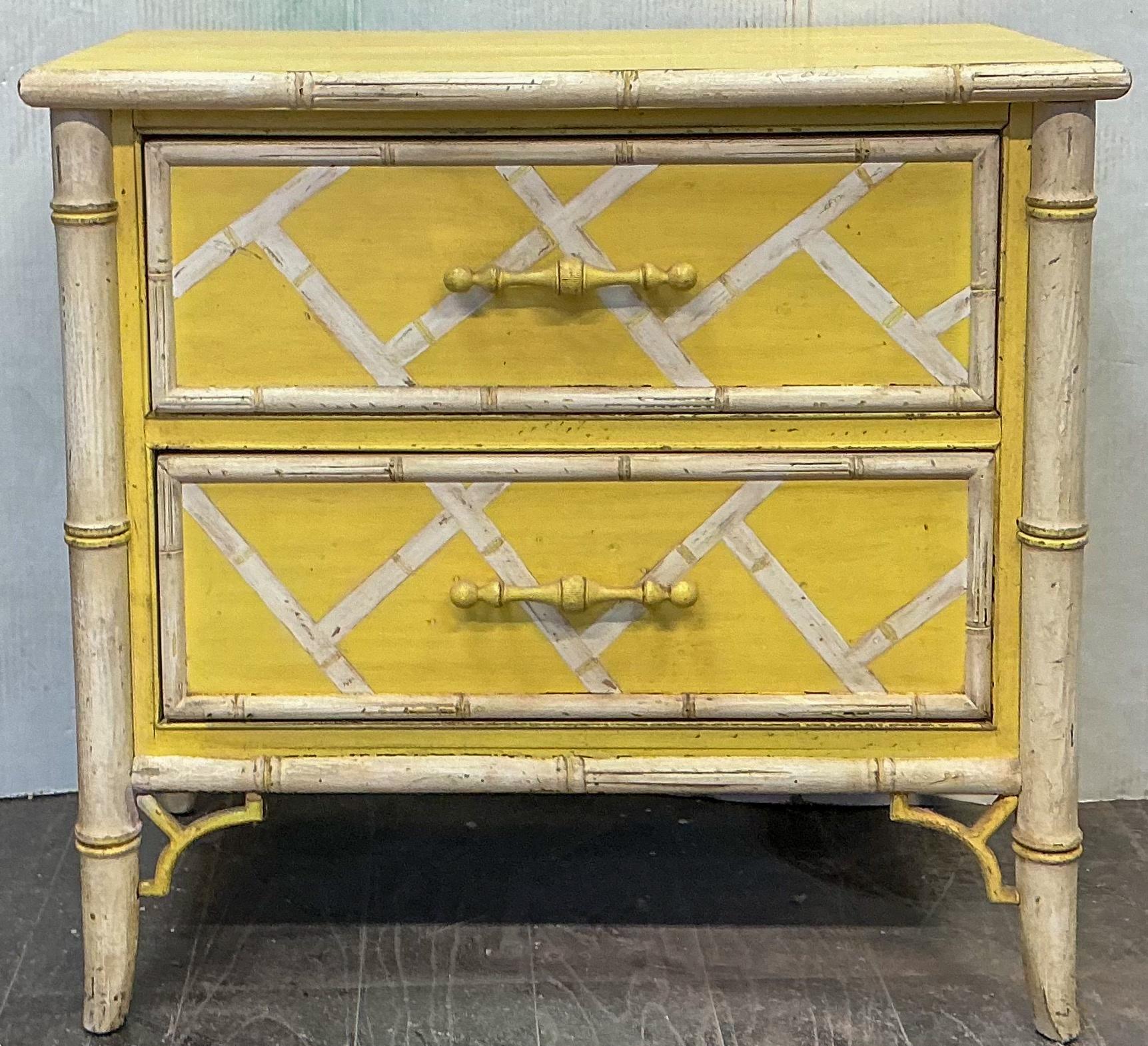 20th Century Regency Style Painted Faux Bamboo Commode / Chest / Side Table -Nat’l. Mt. Airy
