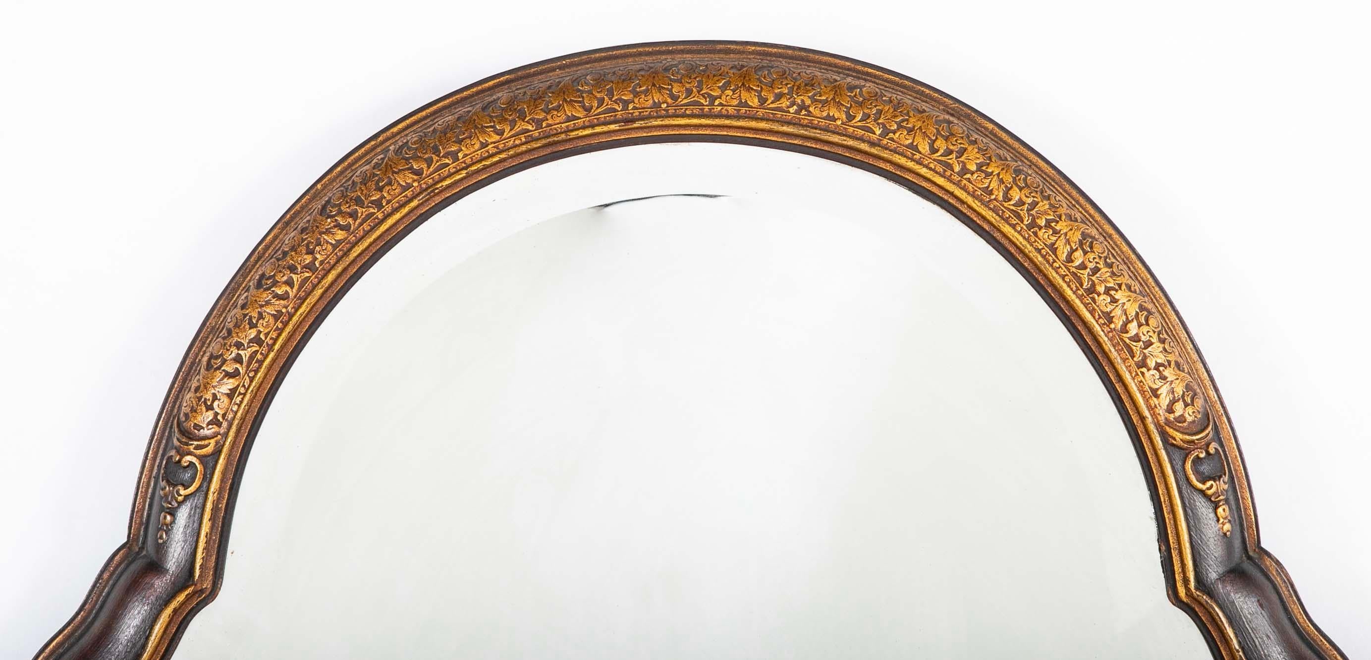 Espejo De Nogal Pintado Estilo Regencia Con Decoración Dorada Dorado en venta