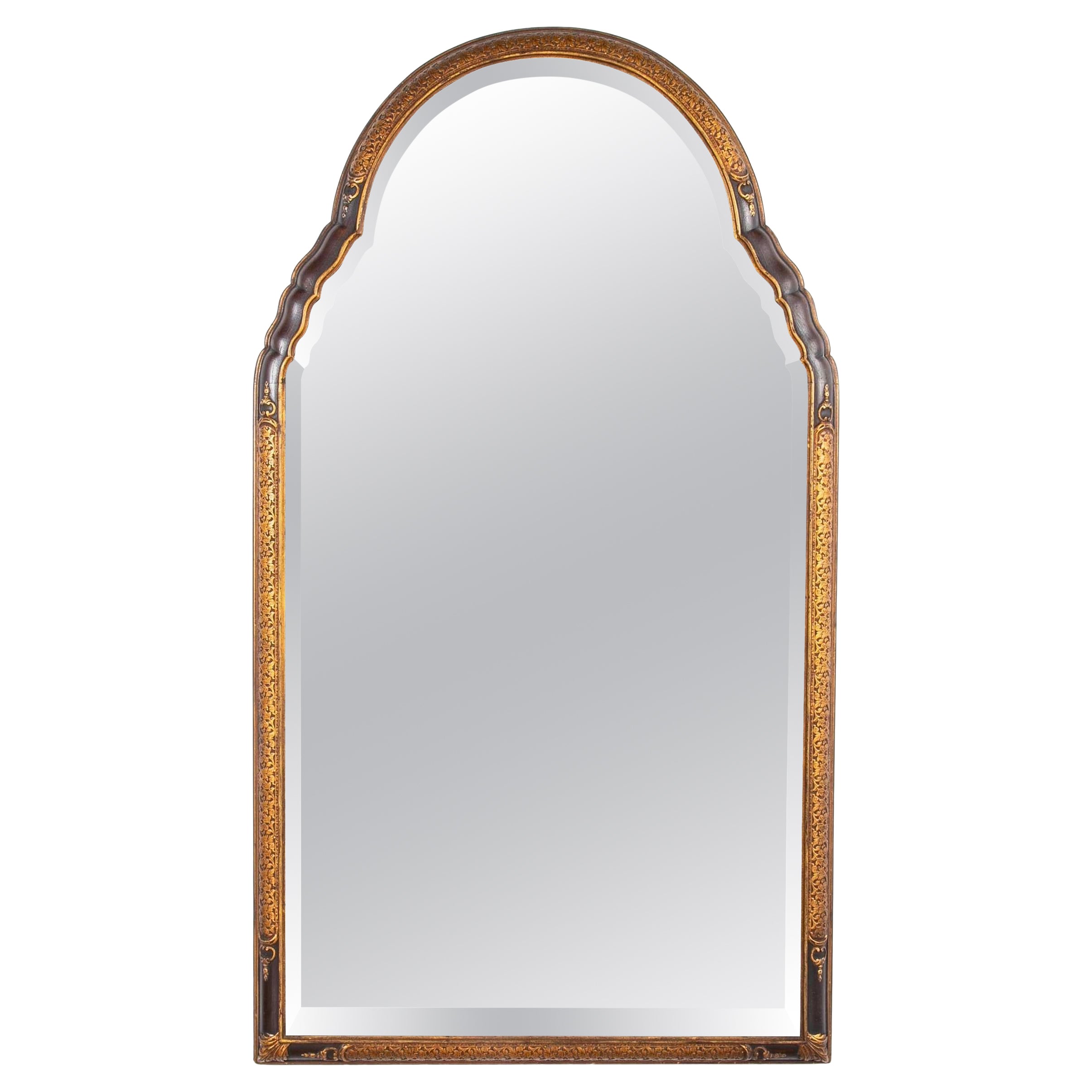 Regency Style Painted Walnut Mirror With Gilt Decoration