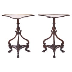  Regency Style Pair of Antique English Stands with Tromp L'oeil Tops