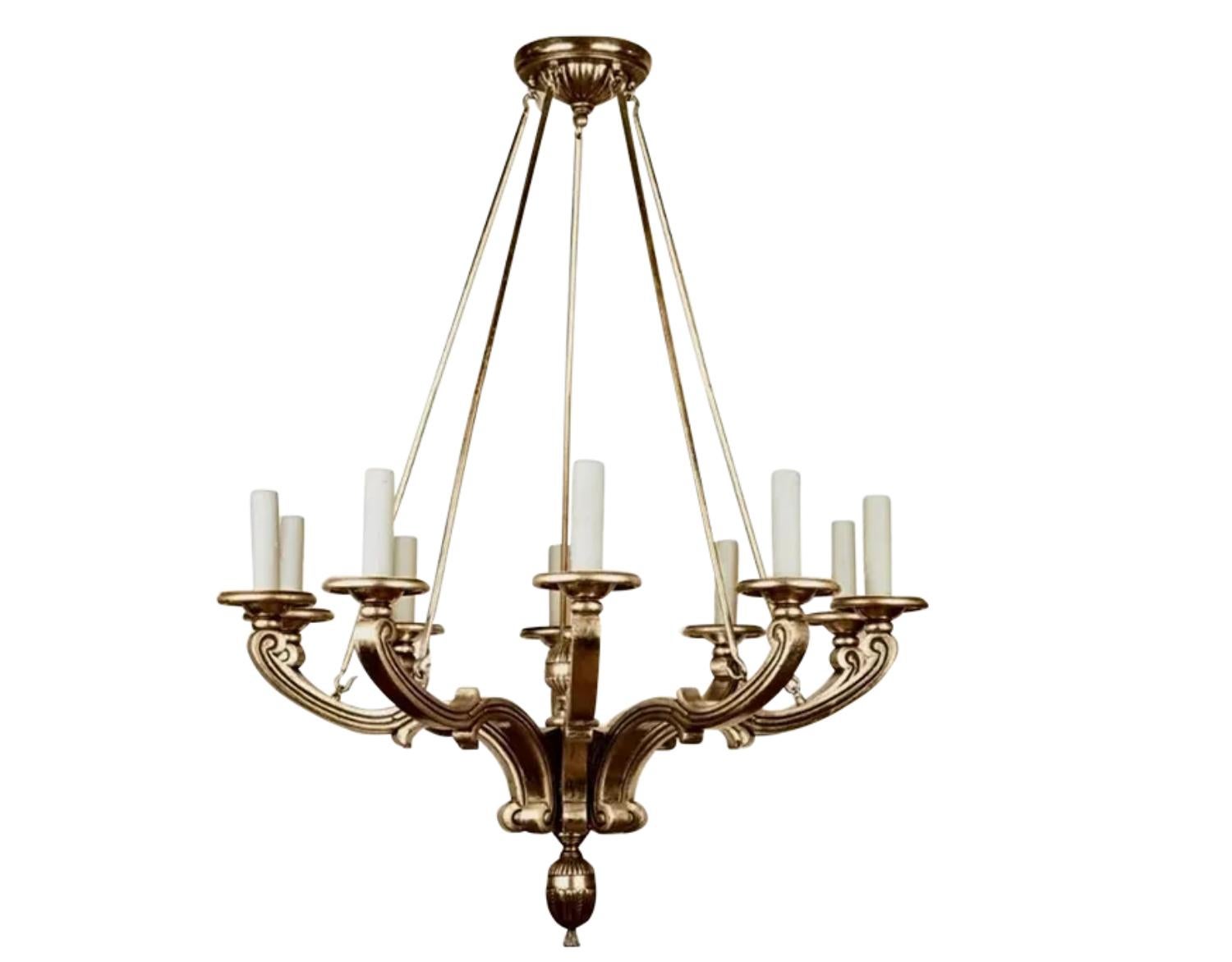 Fine XX secolo Panache Designs in stile Regency per Michael Taylor Lampadario in legno dorato in oro bianco in vendita