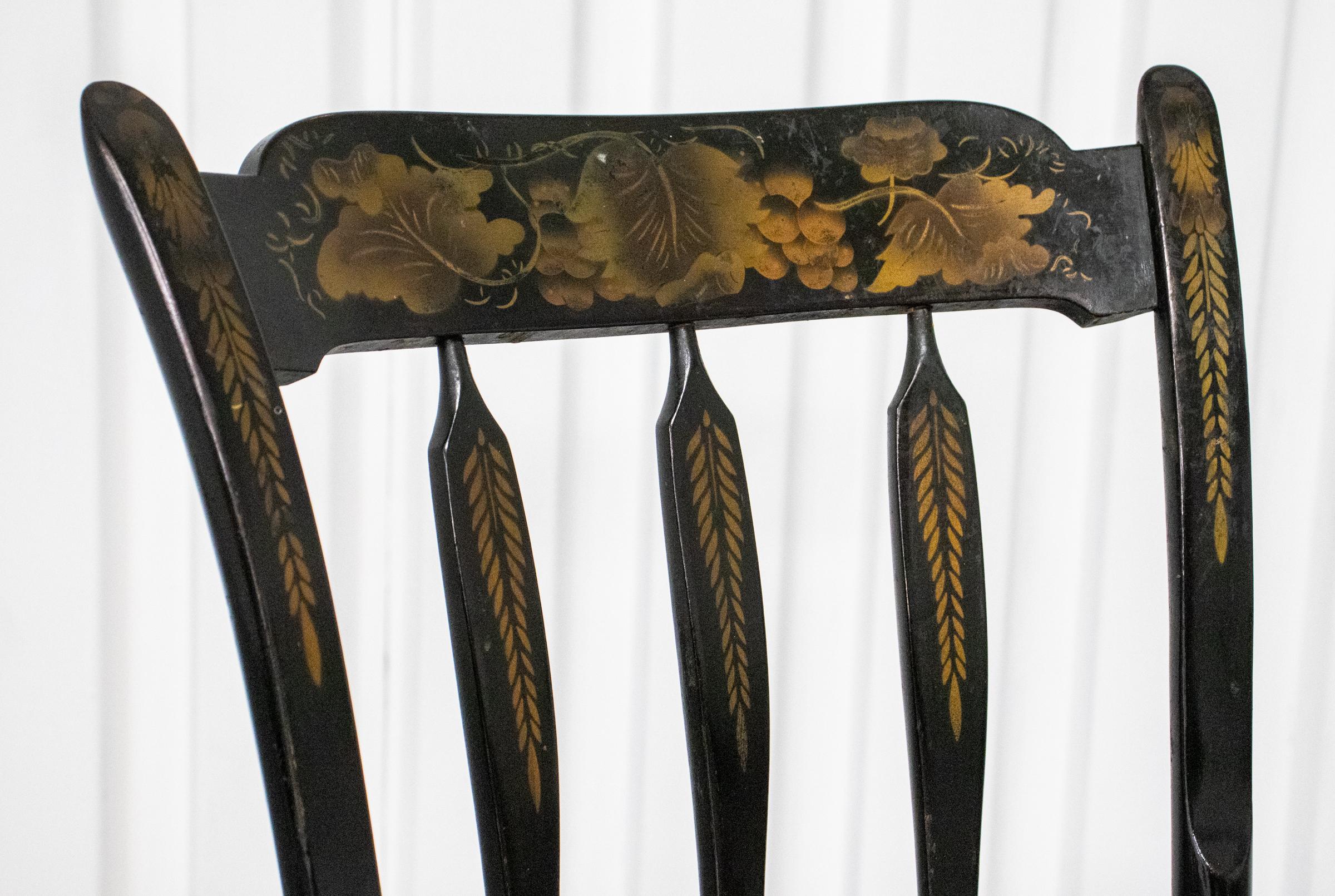 Regency Style Parcel Ebonized Painted Chairs In Good Condition For Sale In New York, NY