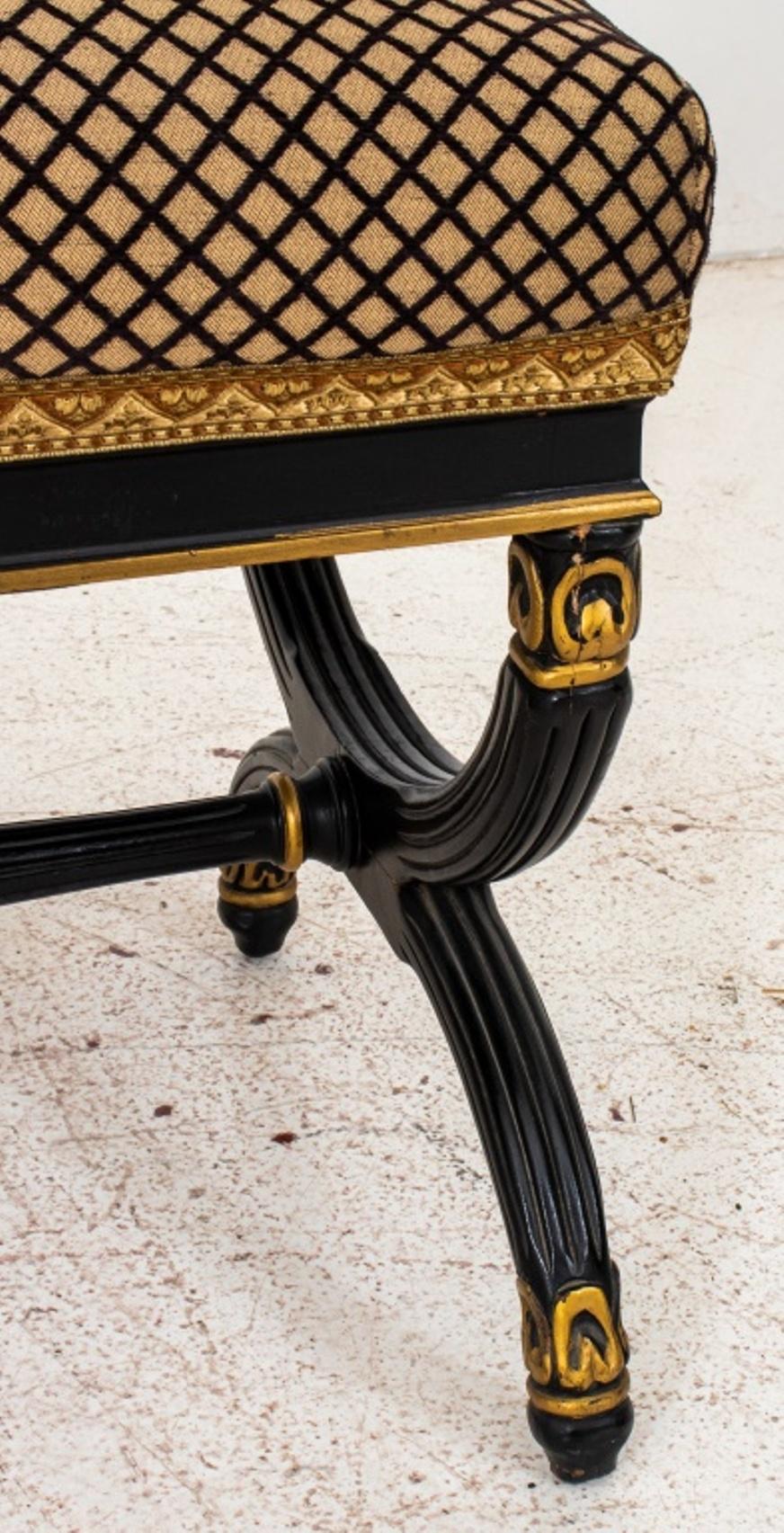 Fabric Regency Style Parcel-Gilt Ebonized Curule Benches